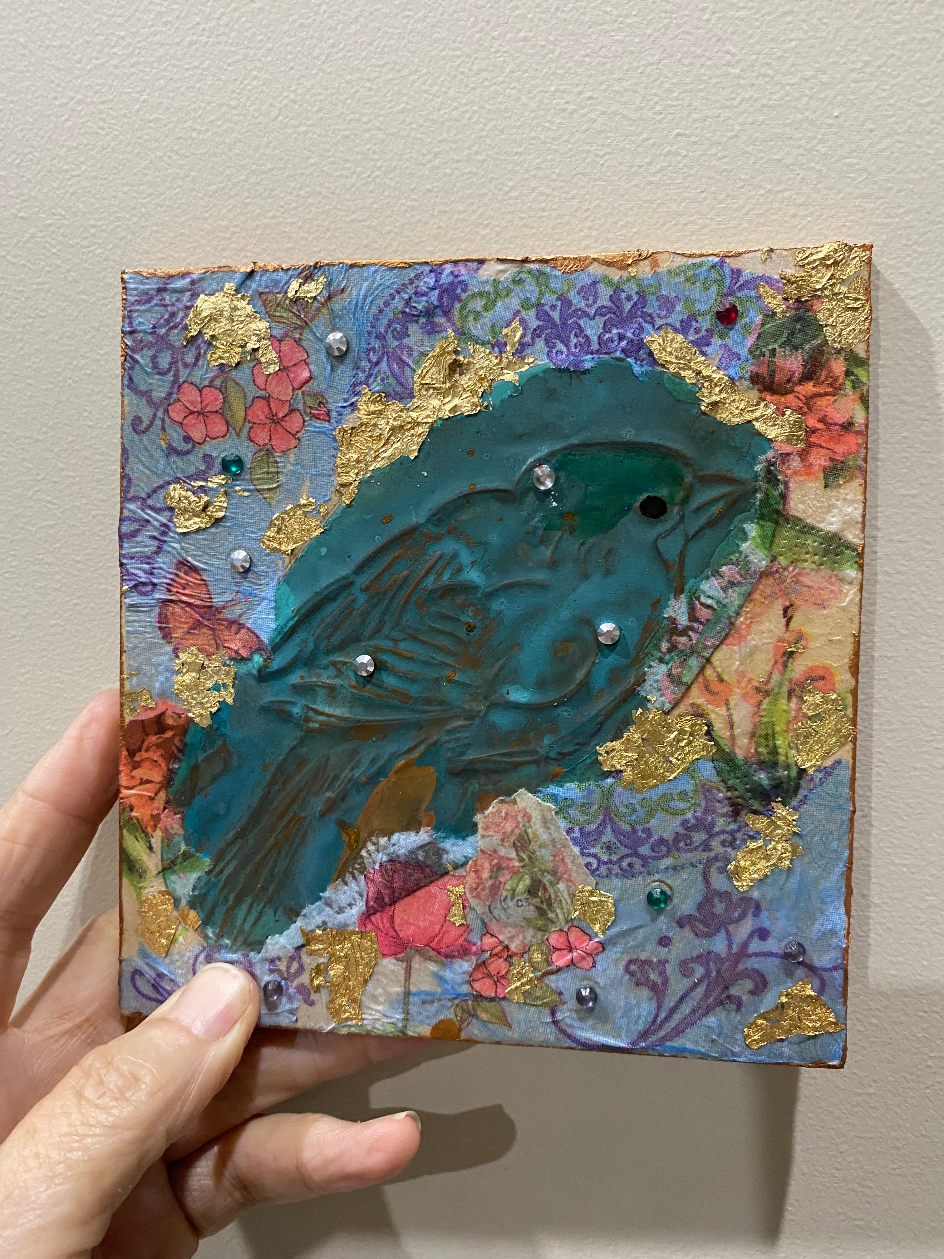 Shabby chic, rustic baby bird