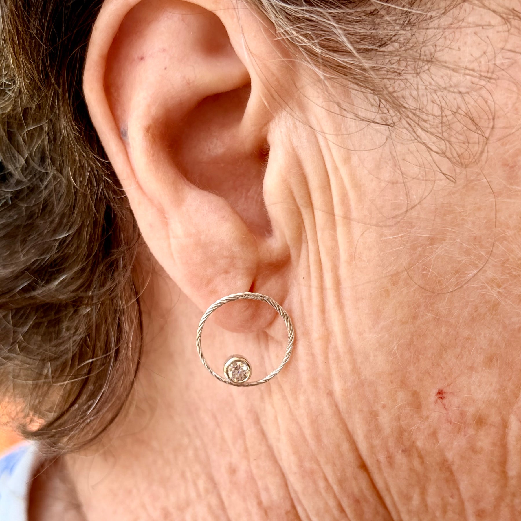 Sterling Silver Sparkling Loop Wreath Earrings