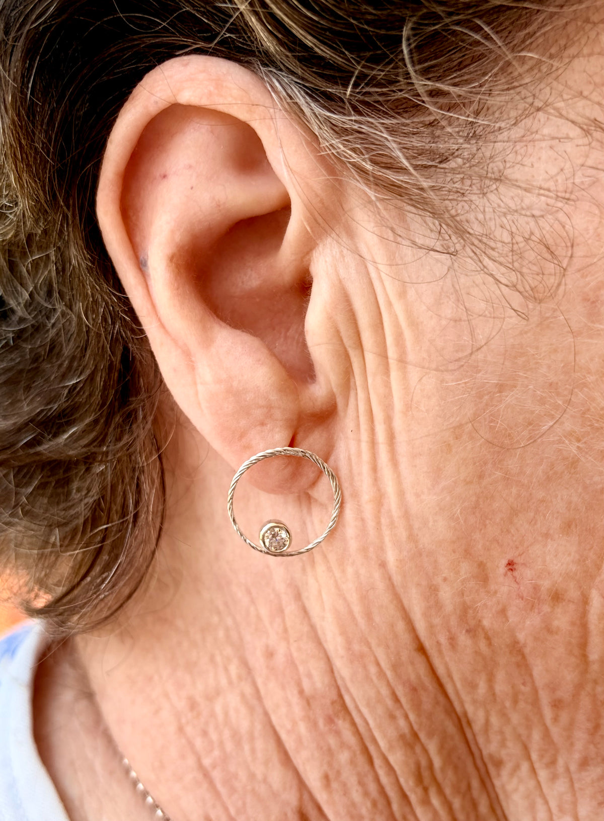 Sterling Silver Sparkling Loop Wreath Earrings