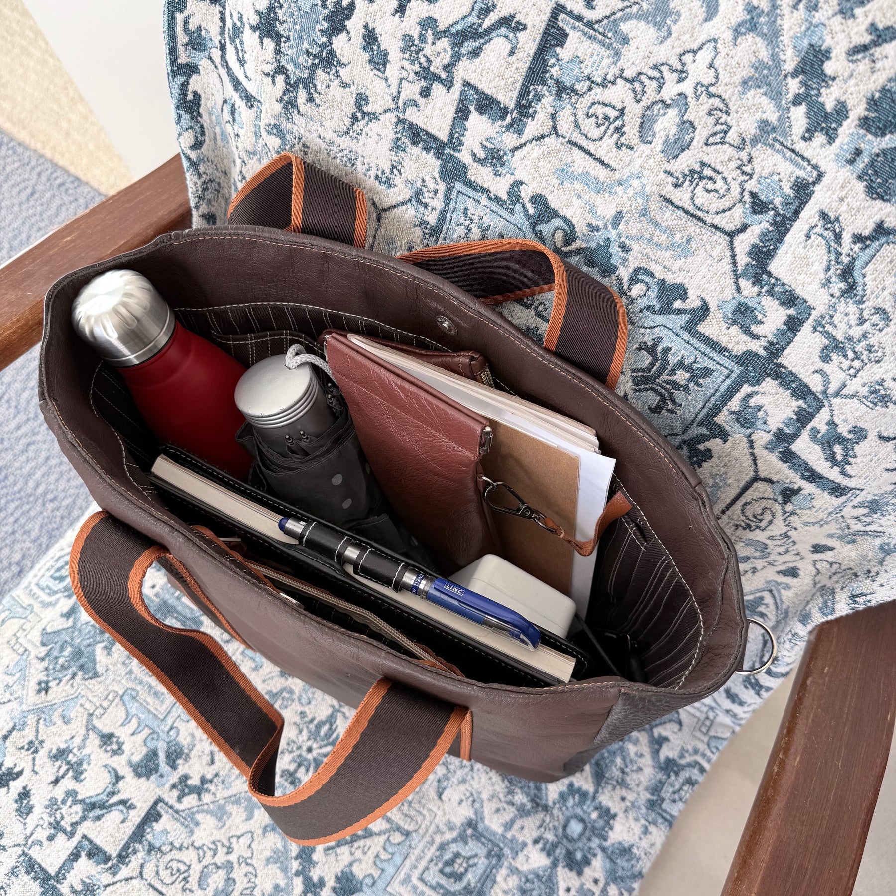 Brown Genuine Leather Tote Bag