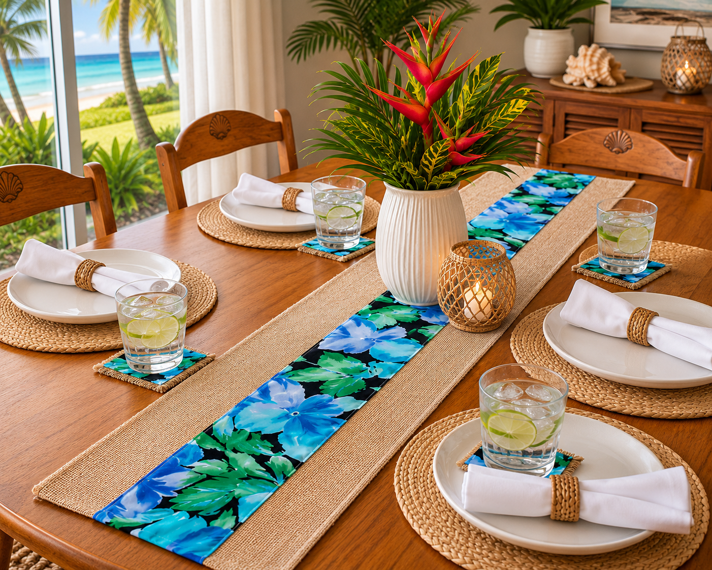 "A"-Table Runner - Tropical Theme also Placemats and Coasters