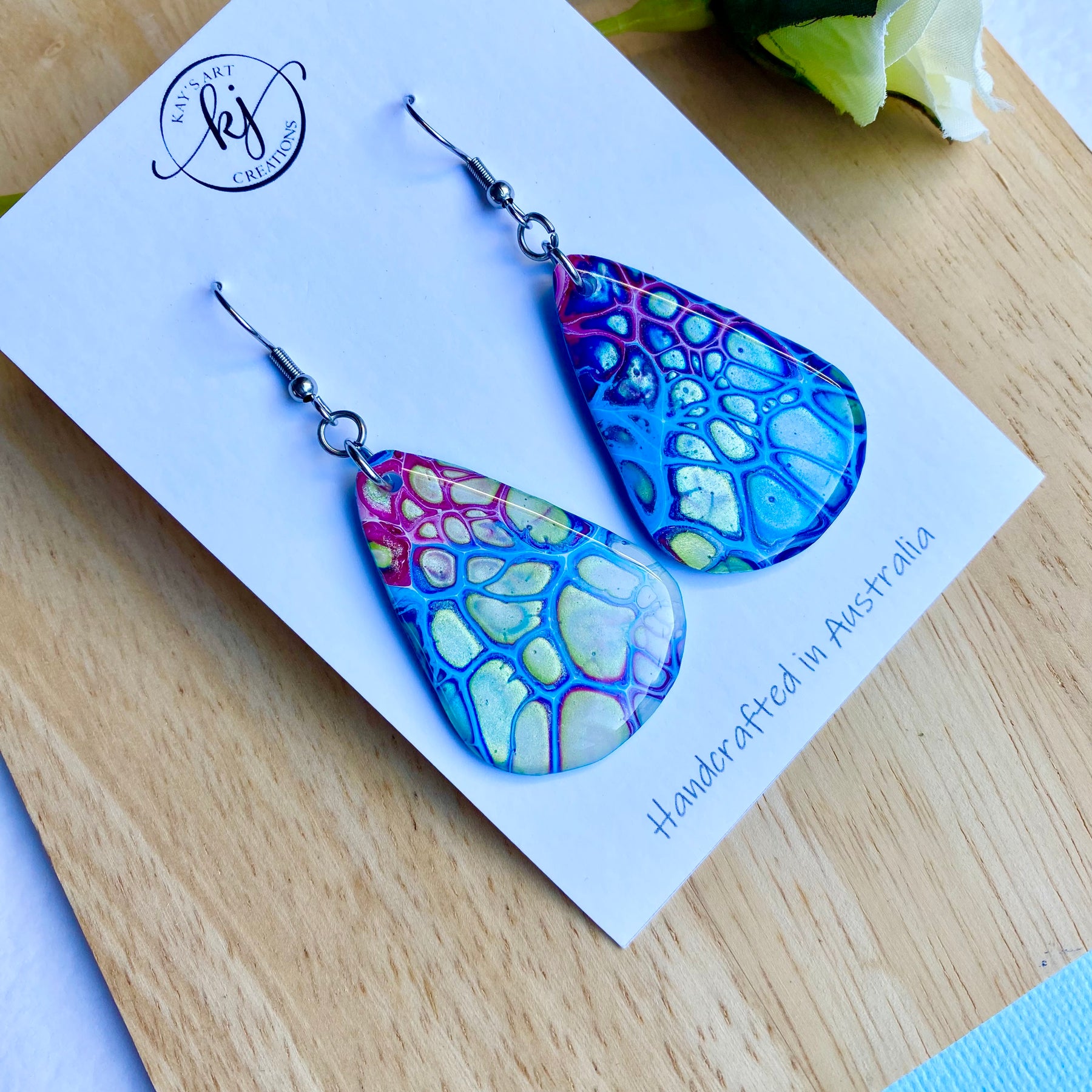 Arty Abstract Teardrop Painted Earrings