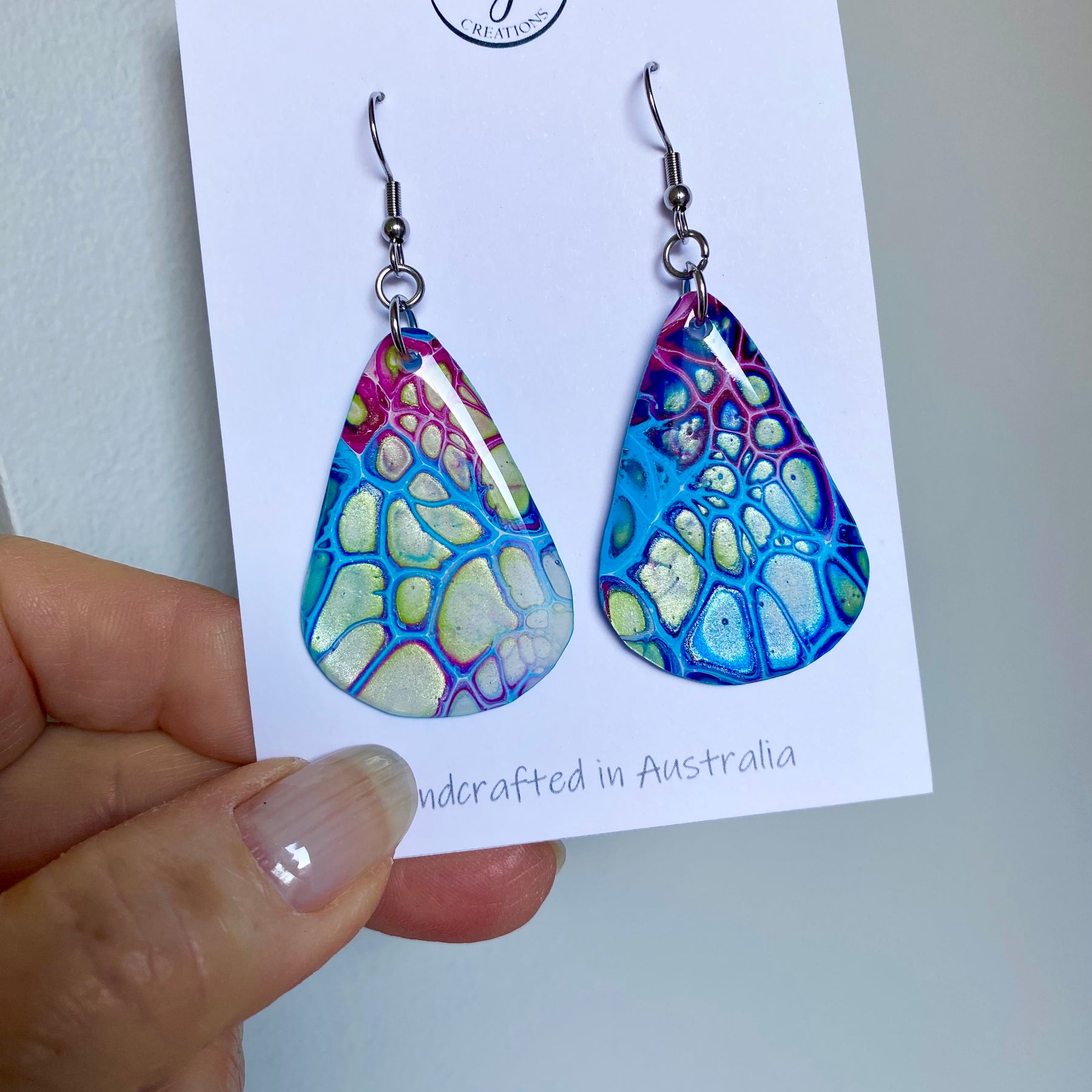 Arty Abstract Teardrop Painted Earrings