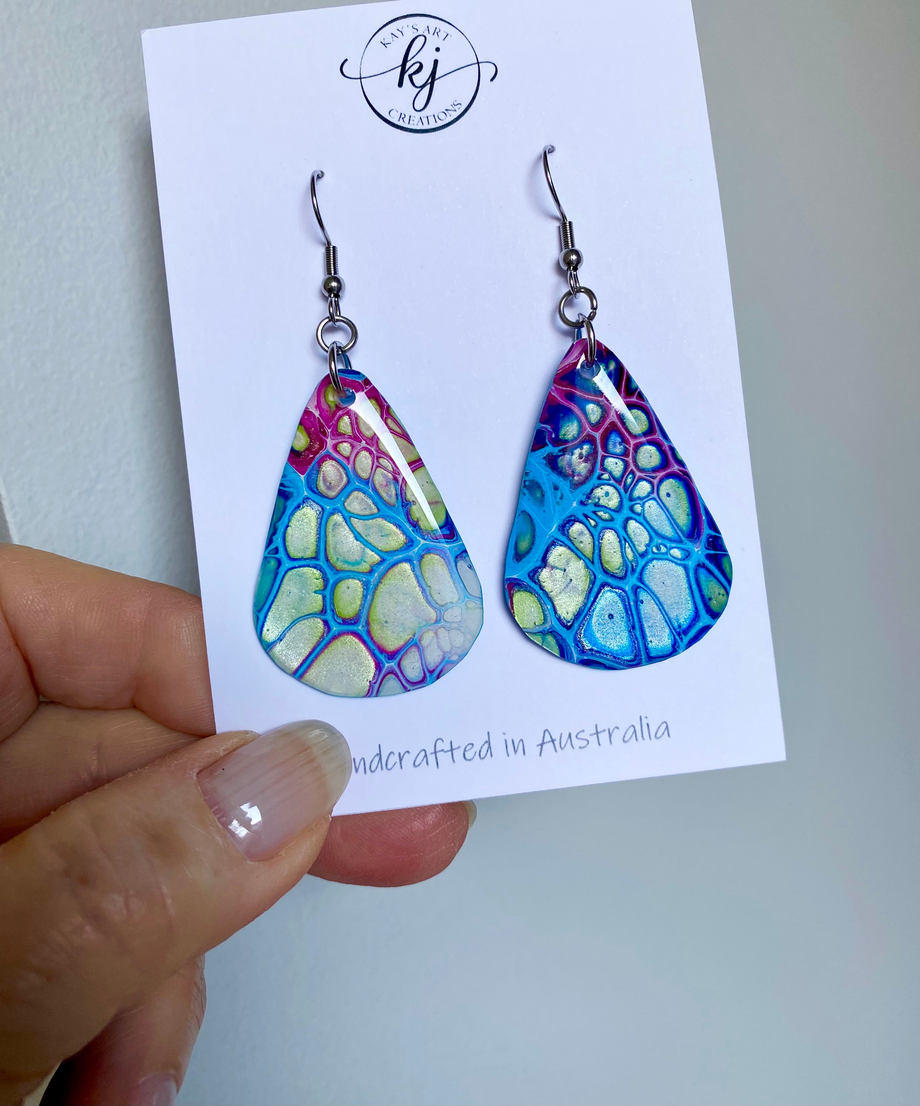 Arty Abstract Teardrop Painted Earrings