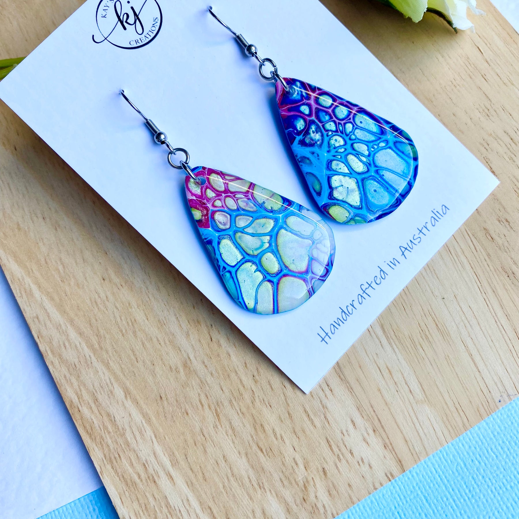 Arty Abstract Teardrop Painted Earrings
