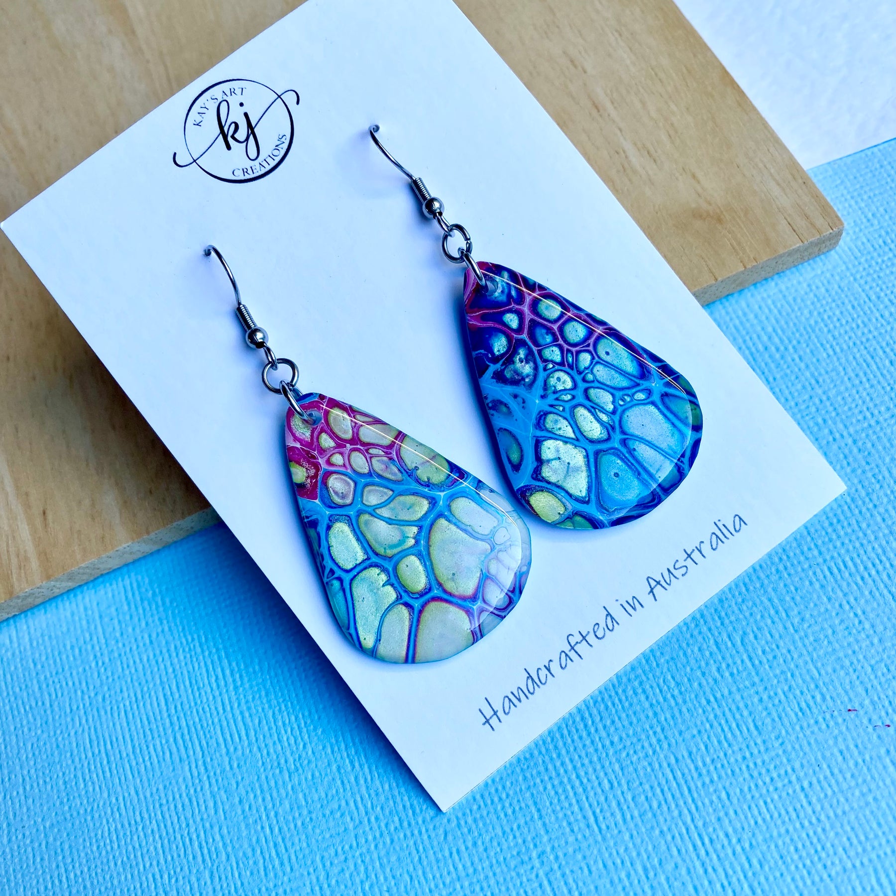 Arty Abstract Teardrop Painted Earrings