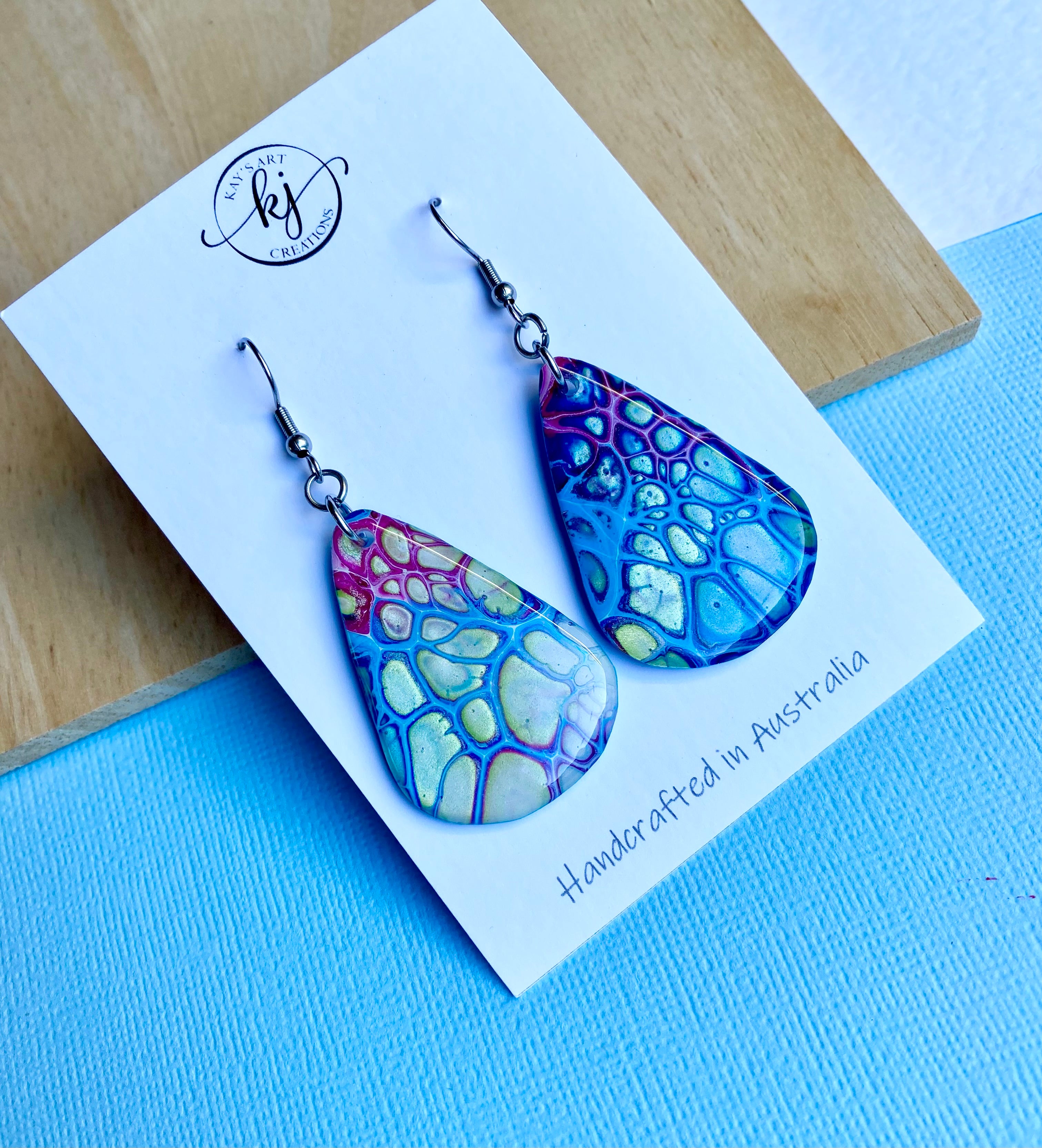 Arty Abstract Teardrop Painted Earrings
