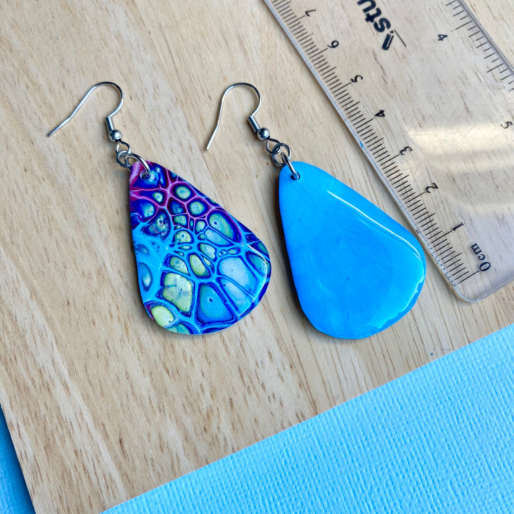 Arty Abstract Teardrop Painted Earrings