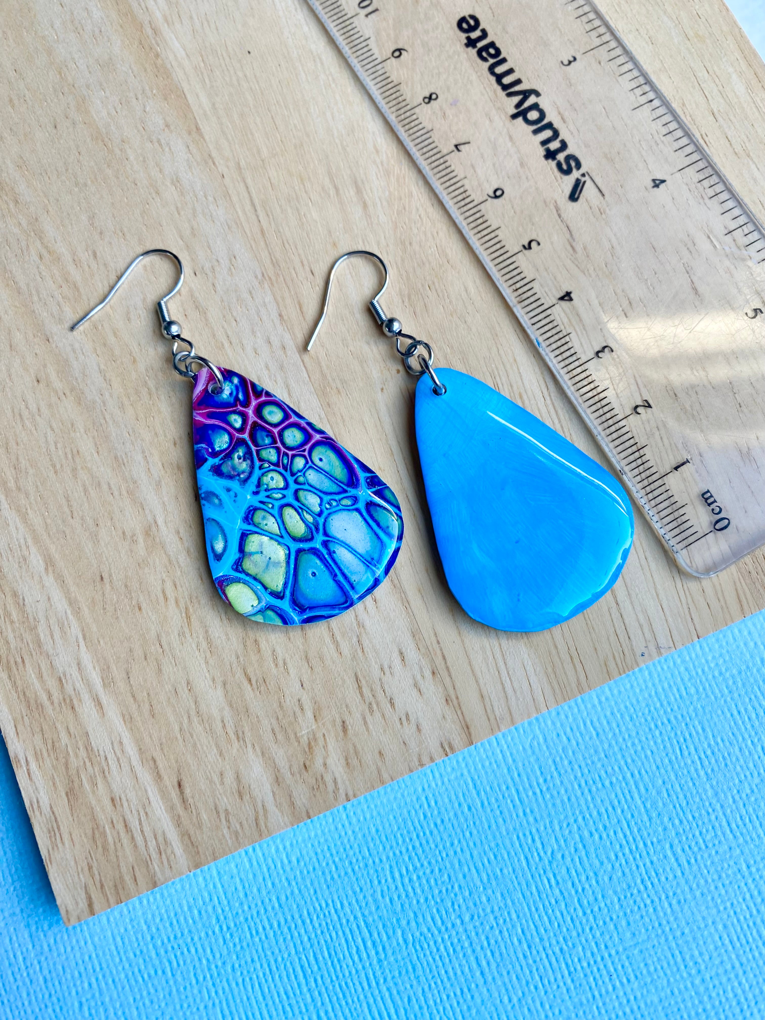 Arty Abstract Teardrop Painted Earrings