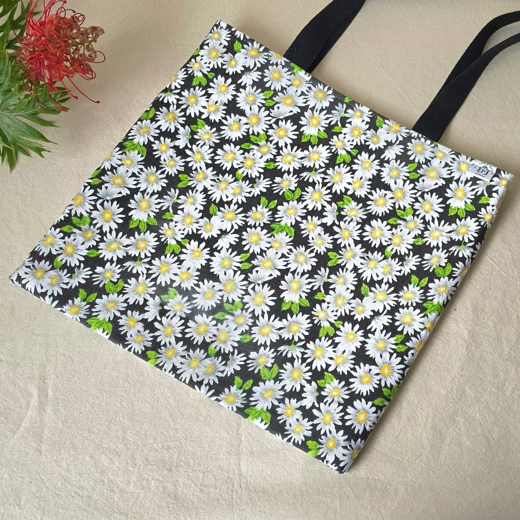 Small Daisies Tote Bag | Upcycled Thrifted Cushion Cover