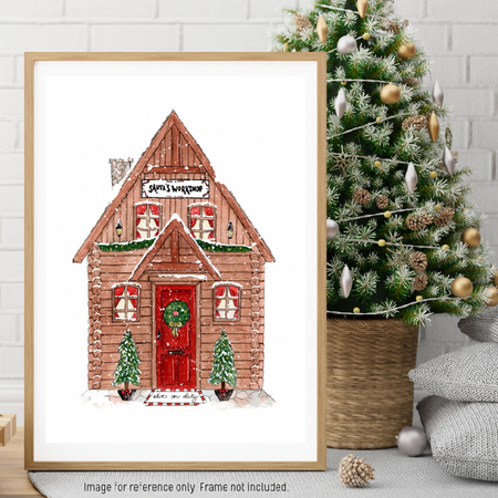 Watercolour Art Print - The Storefront Series - 'Santa's Workshop'