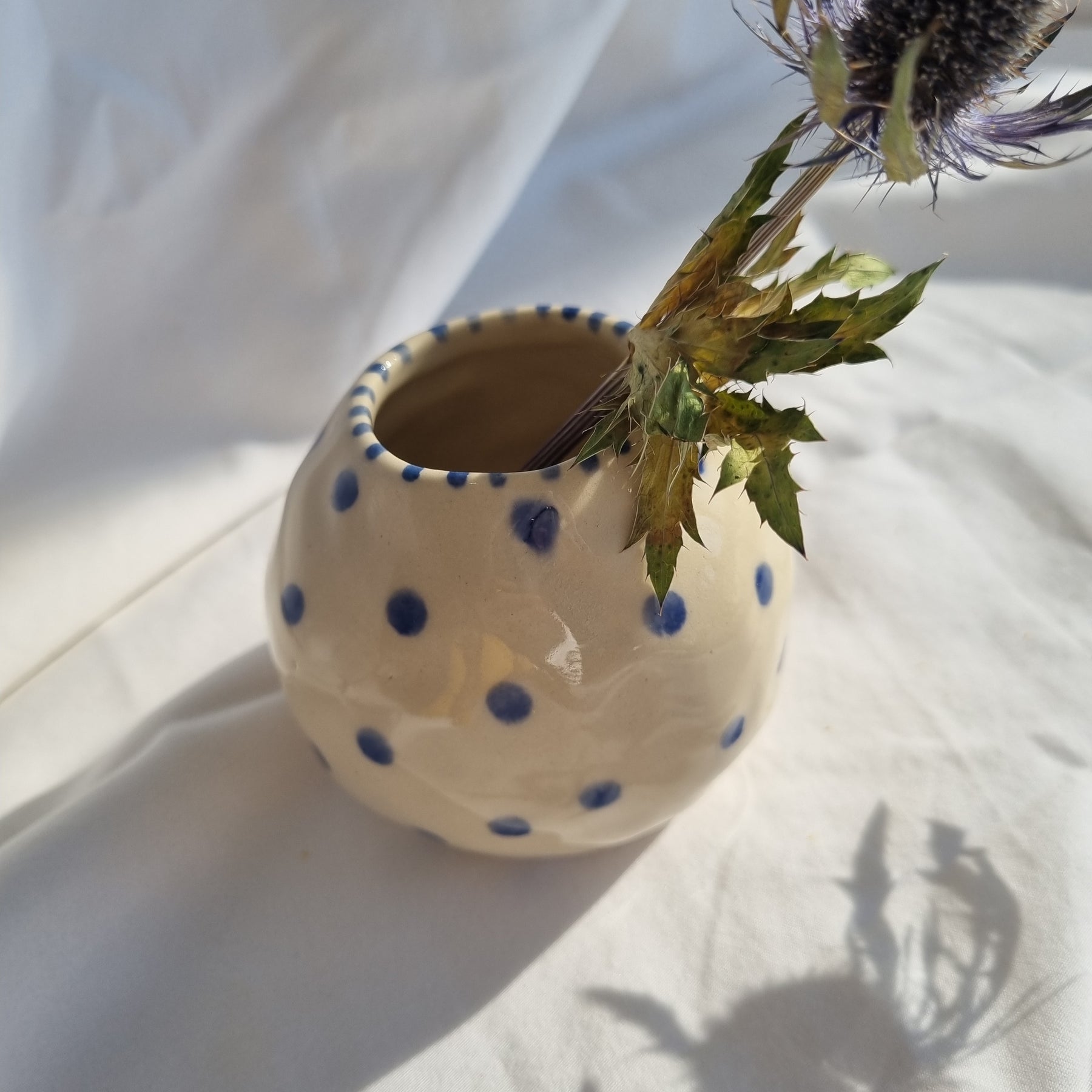 Blue Dot Bud Vase