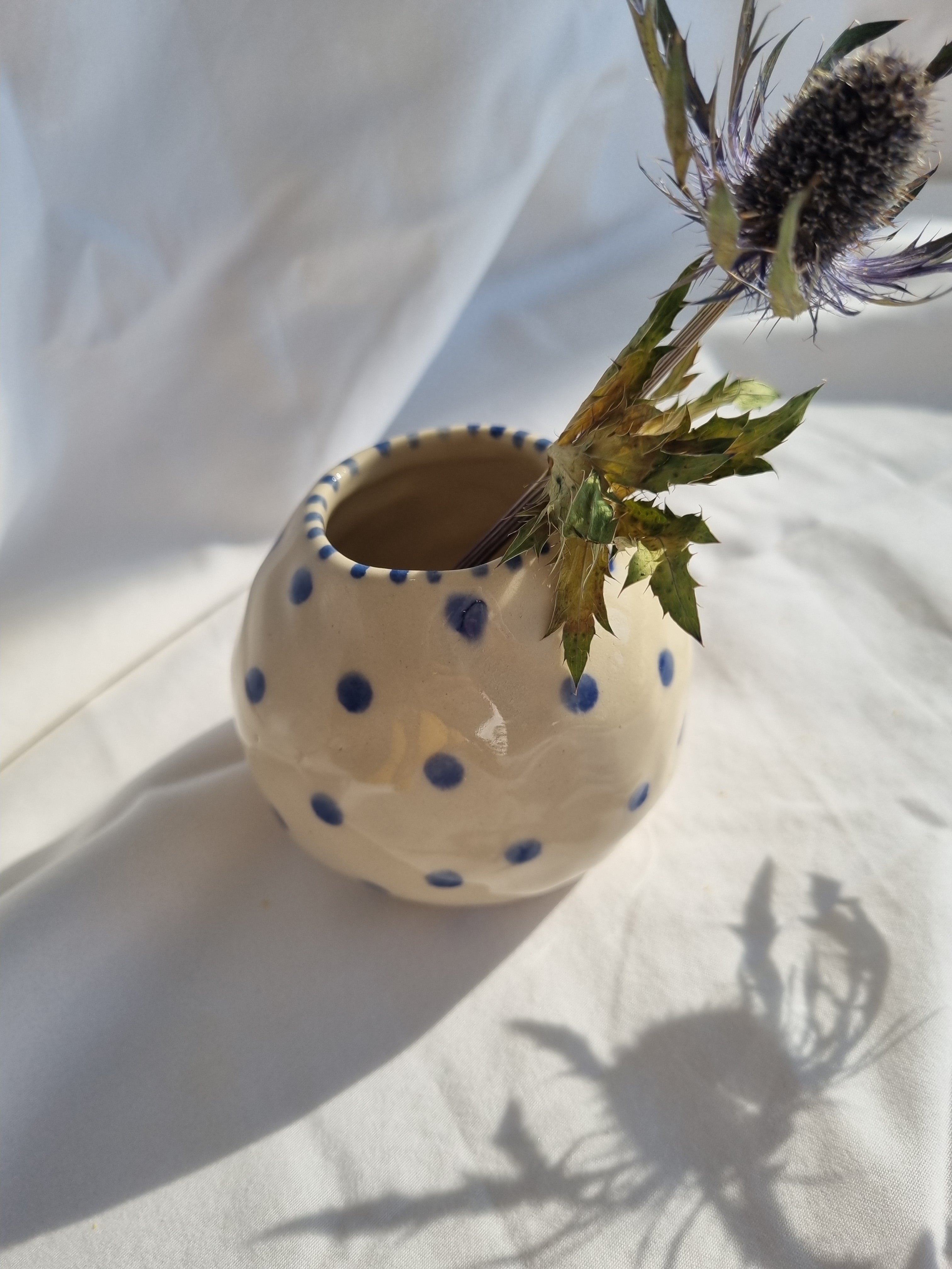 Blue Dot Bud Vase