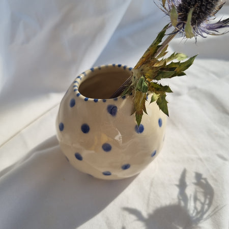 Blue Dot Bud Vase