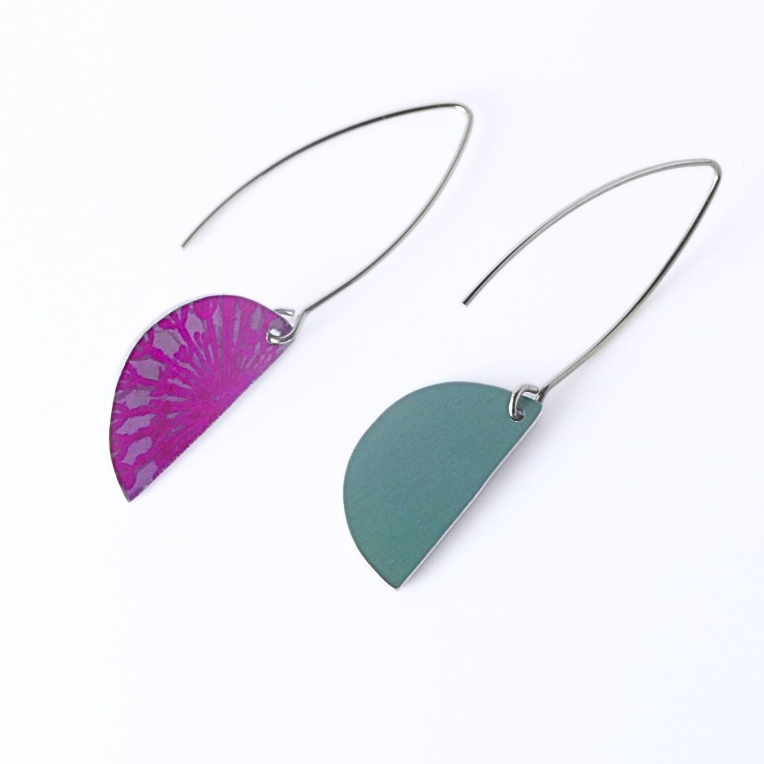 Anodised aluminium earrings hand printed Hot Dandelions Collection