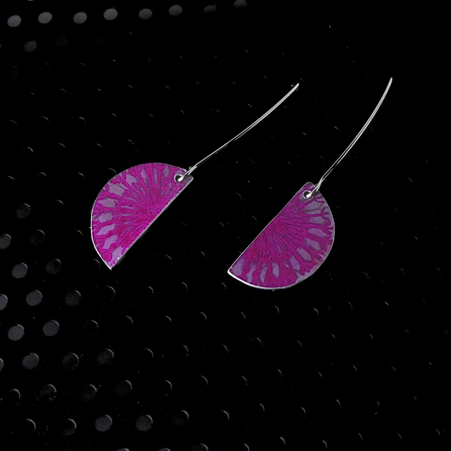 Anodised aluminium earrings hand printed Hot Dandelions Collection