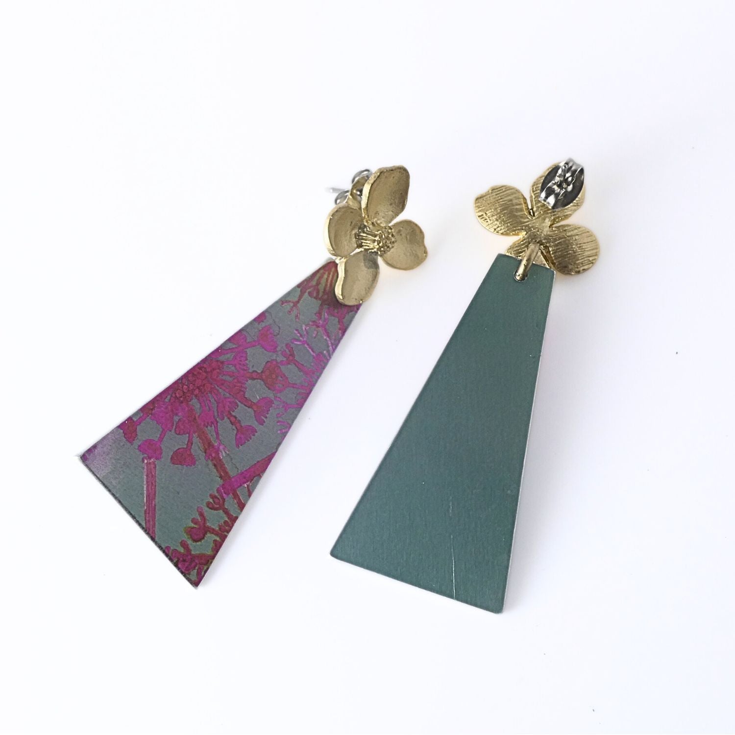 Anodised aluminium earrings hand printed Hot Dandelions Collection
