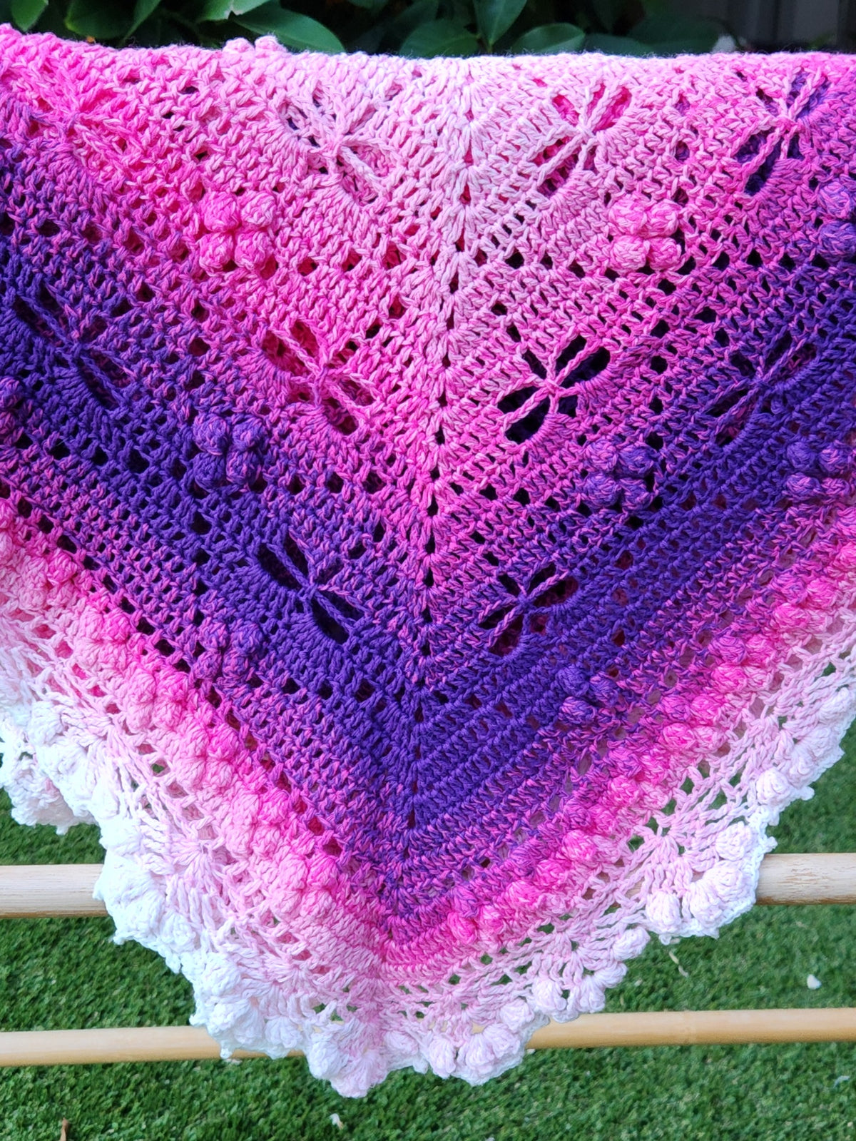 Crochet Pink Ombre Dragonfly Blanket
