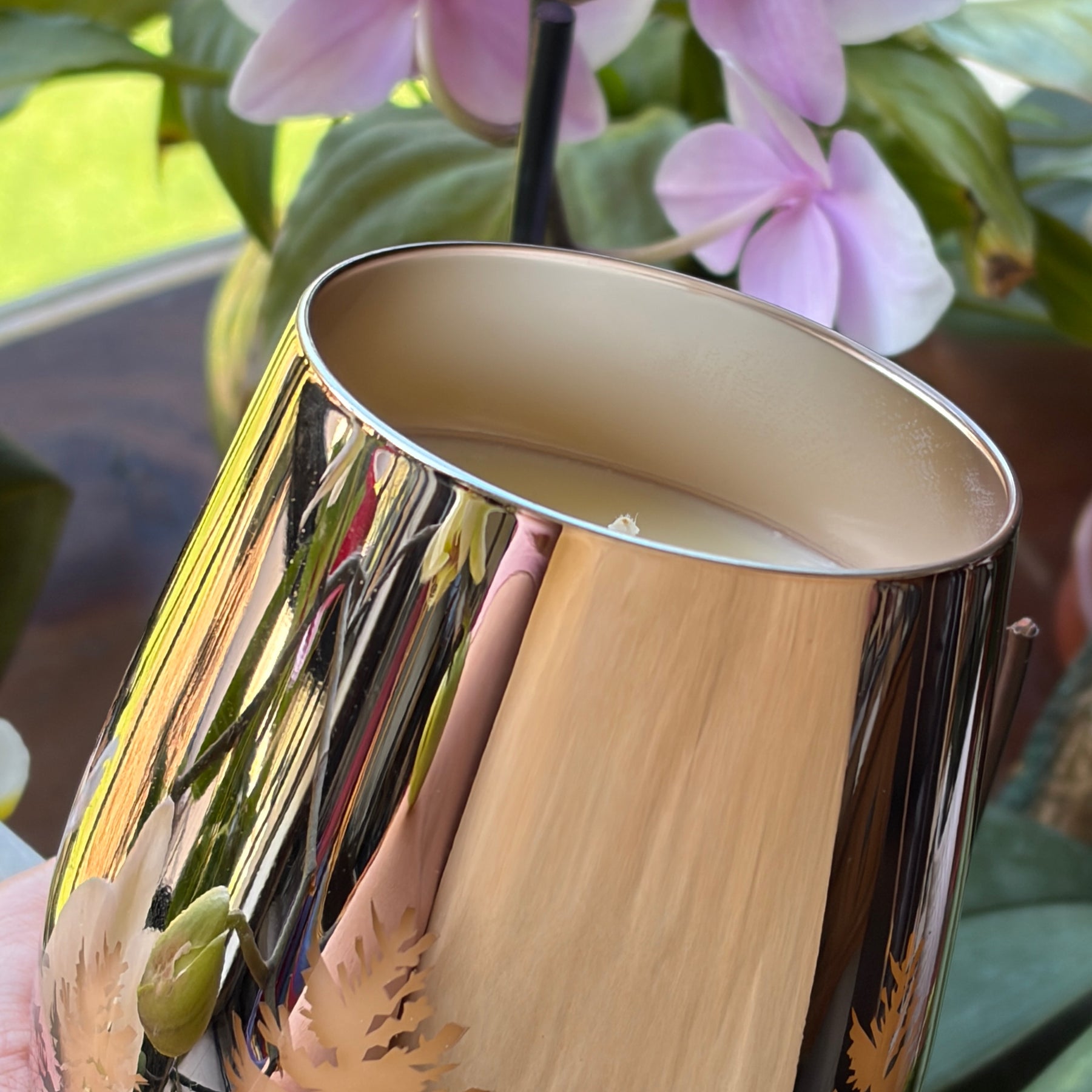 CHRISTMAS - ROSE GOLD CHRISTMAS TREES CANDLE GLASS - POURED TO ORDER