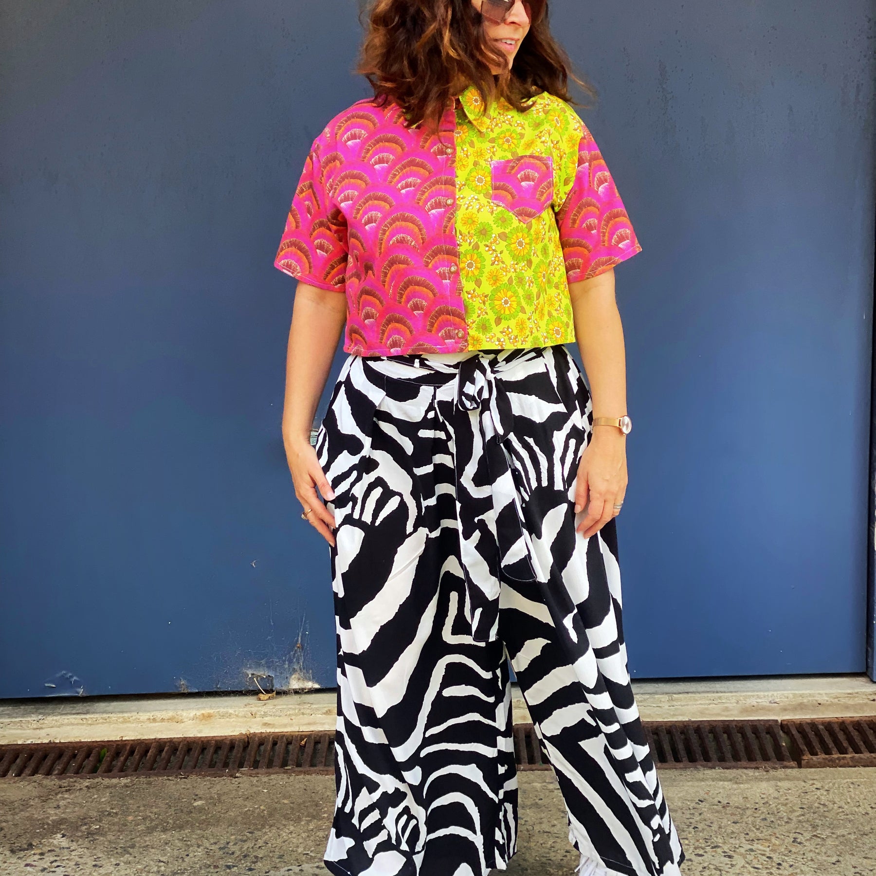 Size S or AU10  Boxy Crop Upcycled Dopamine Shirt