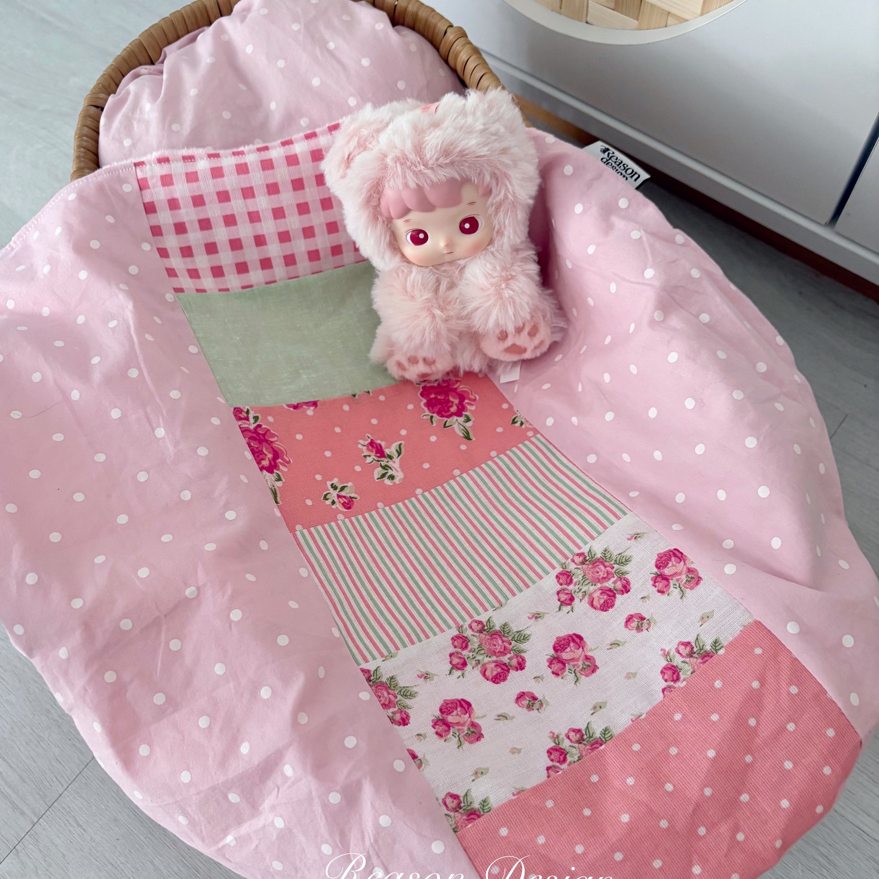 Handmade Doll Bedding Set – Fits Kmart & Target Doll Pram/Bassinet | Pillow & Minky Blanket | Toy Nursery Accessories