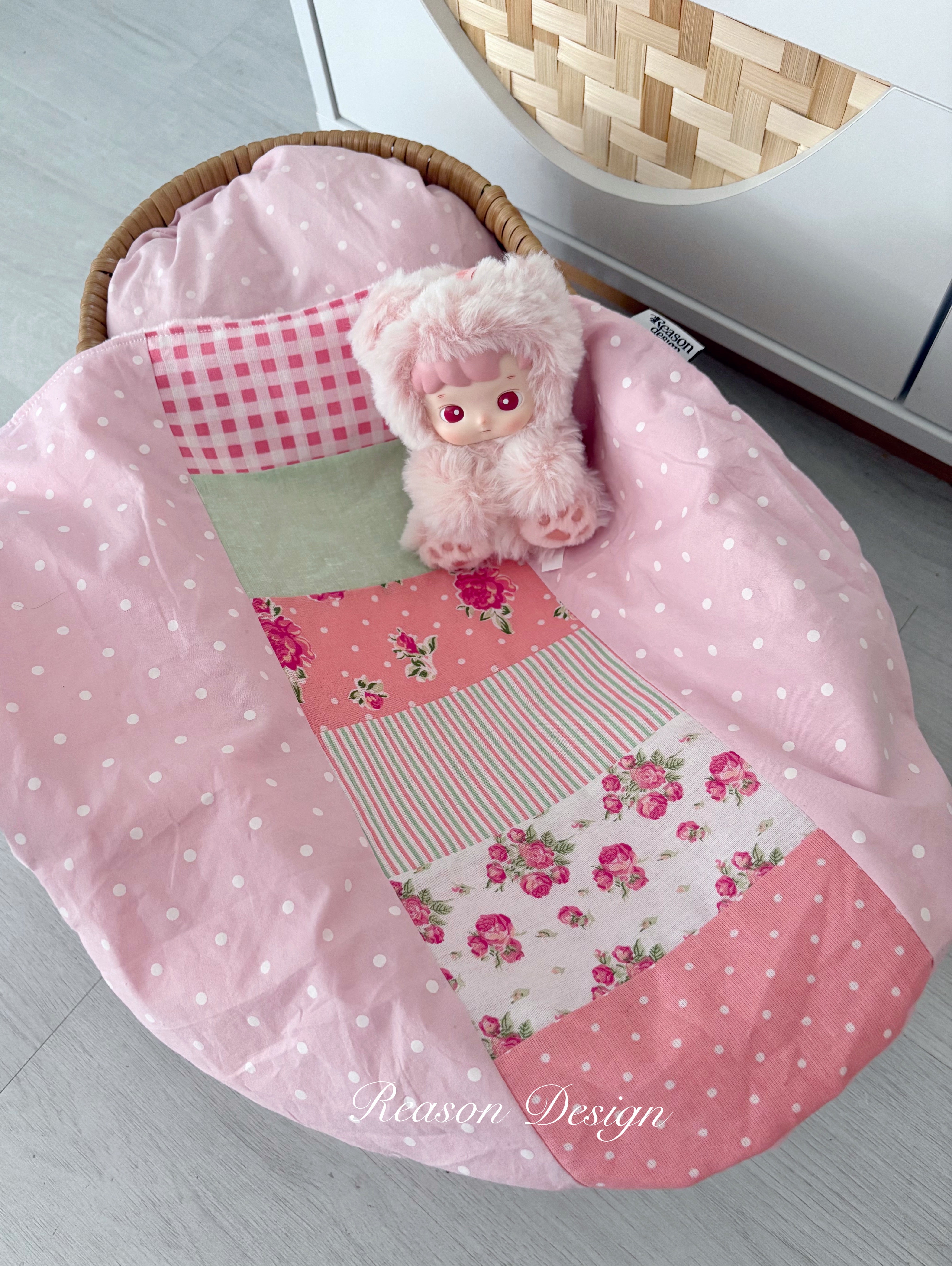 Handmade Doll Bedding Set – Fits Kmart & Target Doll Pram/Bassinet | Pillow & Minky Blanket | Toy Nursery Accessories