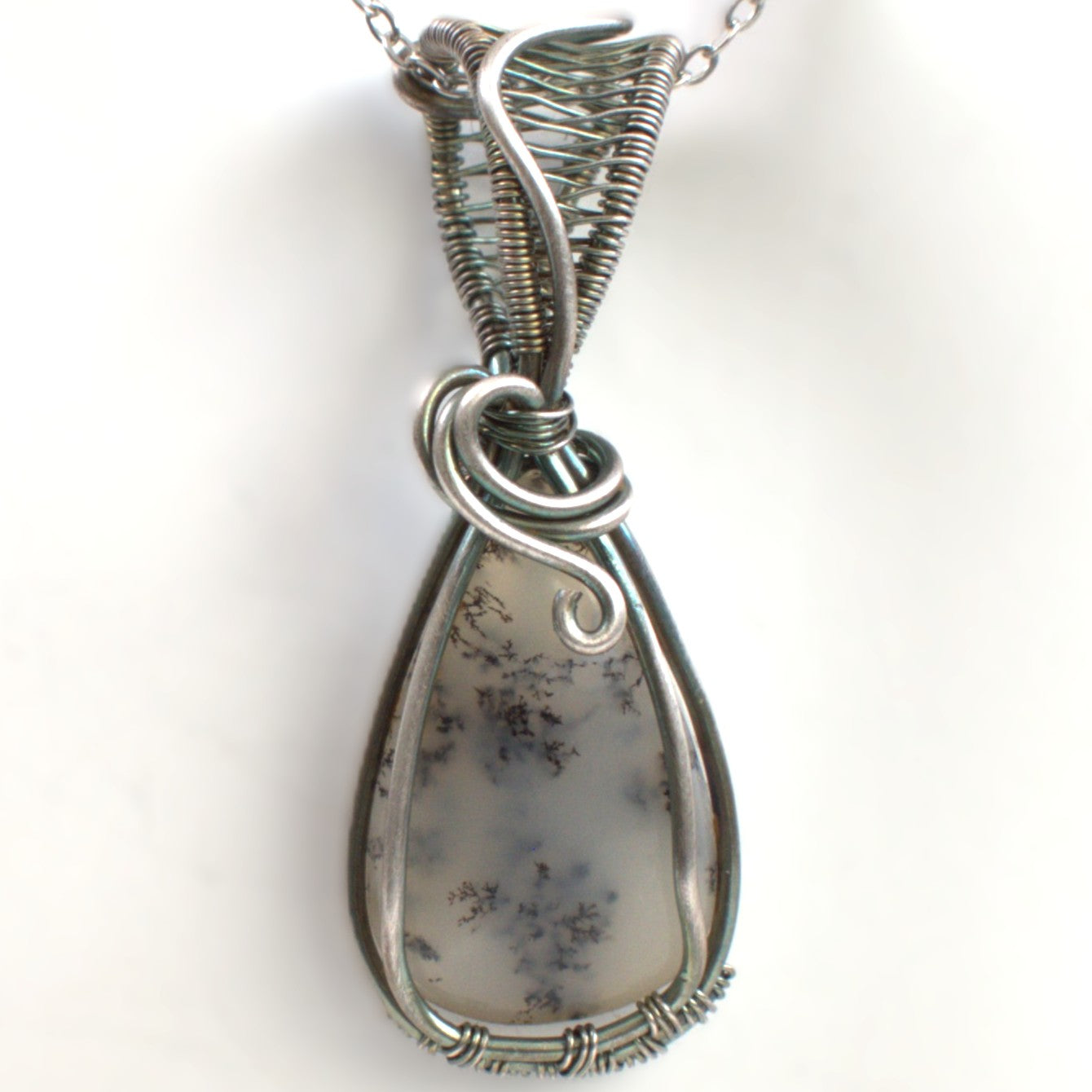 Frozen Fern – Wire Wrapped Dendritic Opal Pendant