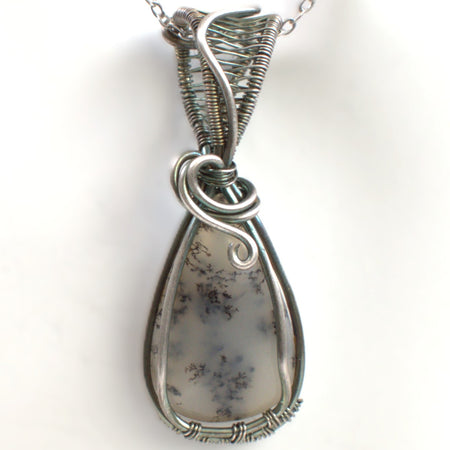 Frozen Fern – Wire Wrapped Dendritic Opal Pendant