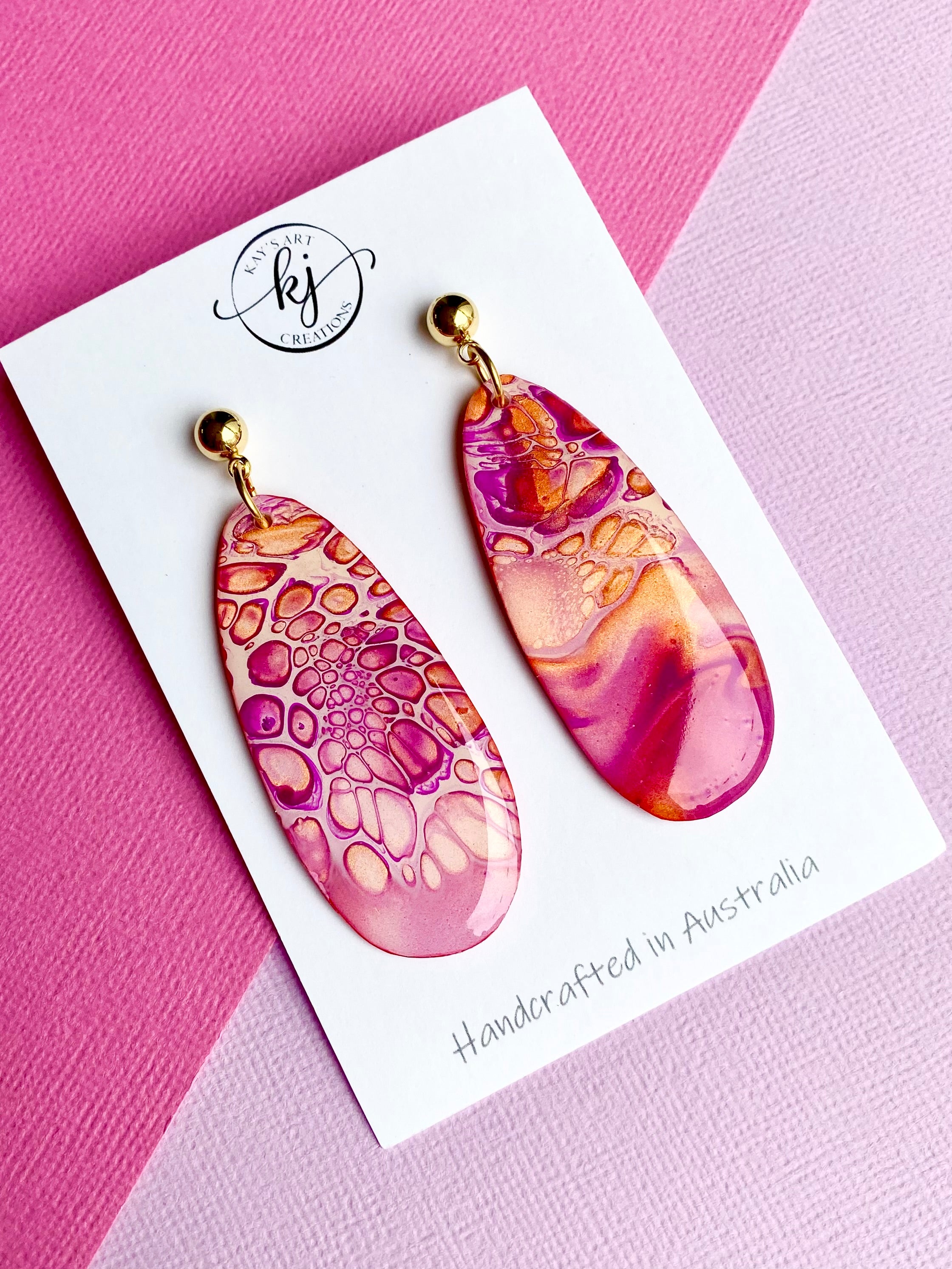 Hand Painted Stud Dangle Earrings