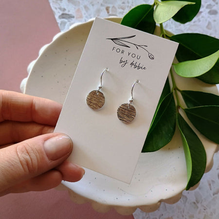 Fine silver earrings- brushed circle