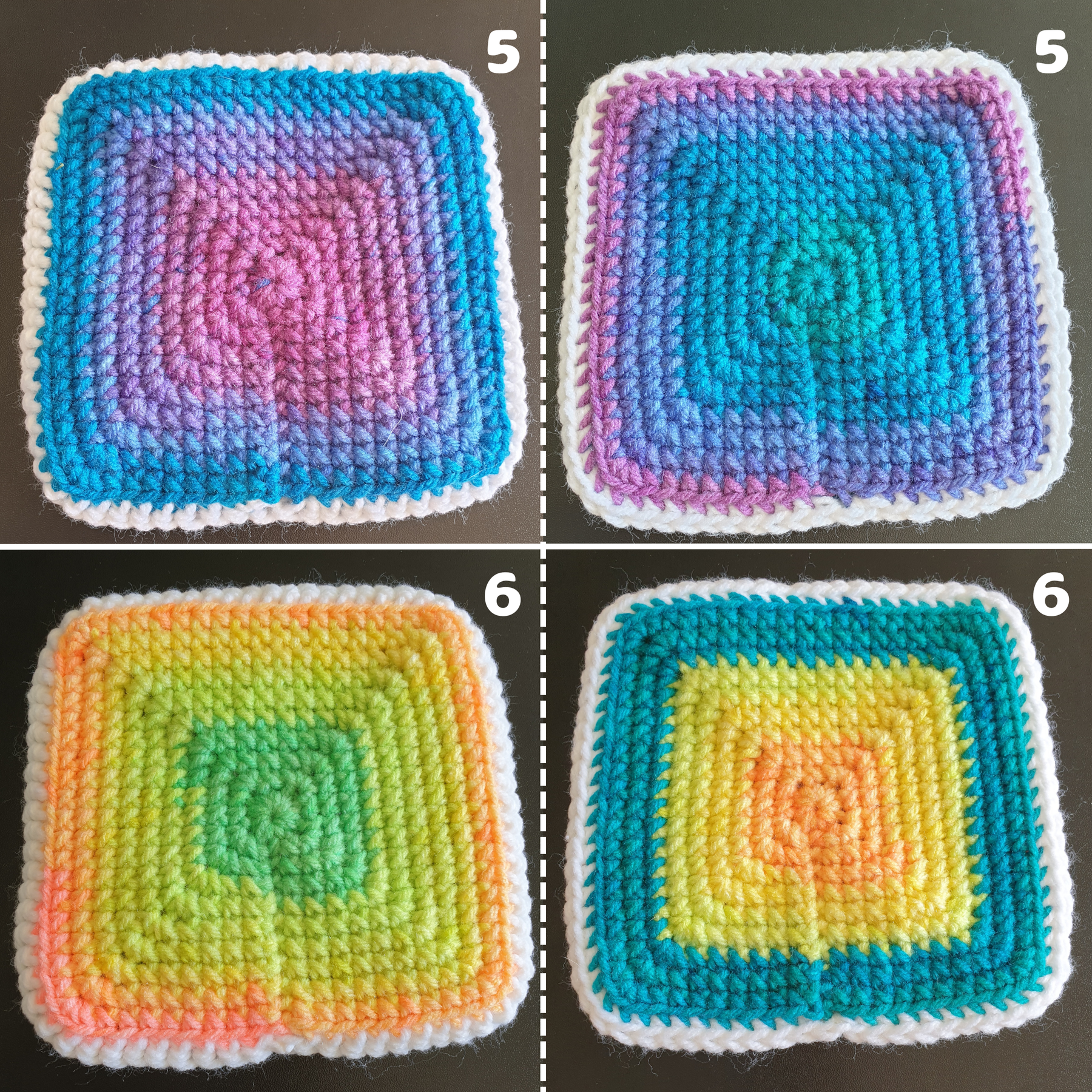 Hand Crochet Colourful Thick Square Coaster : Two Sided ,  Double Sided