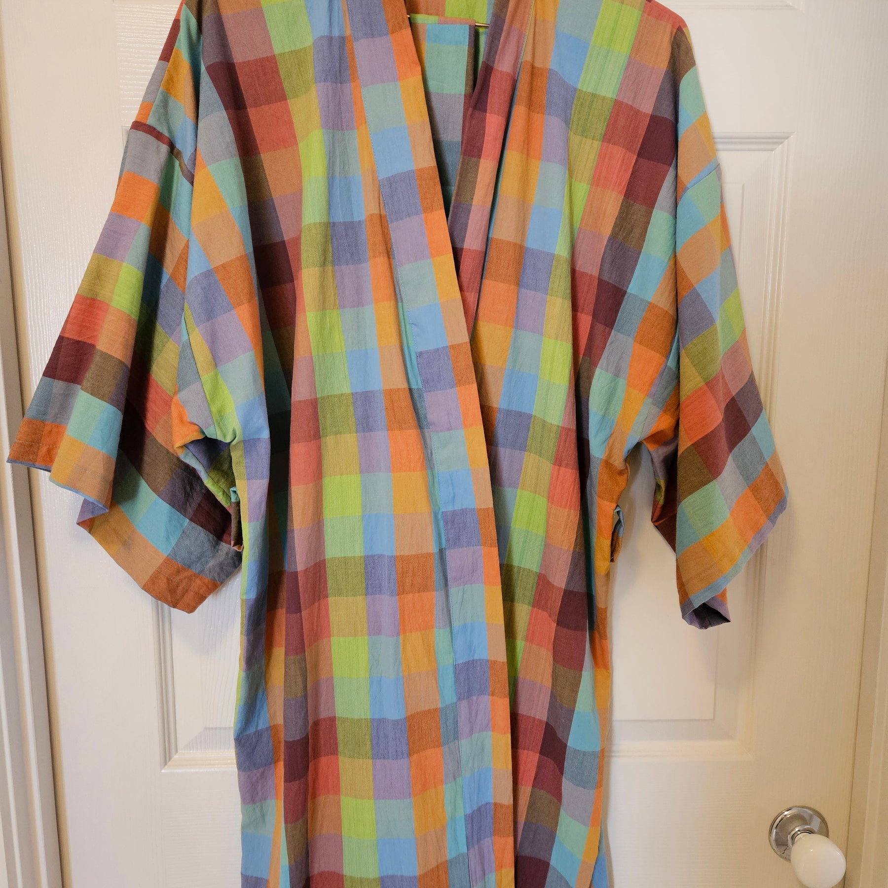 Dressing Gown Lightweight 100% Cotton Colourful check
