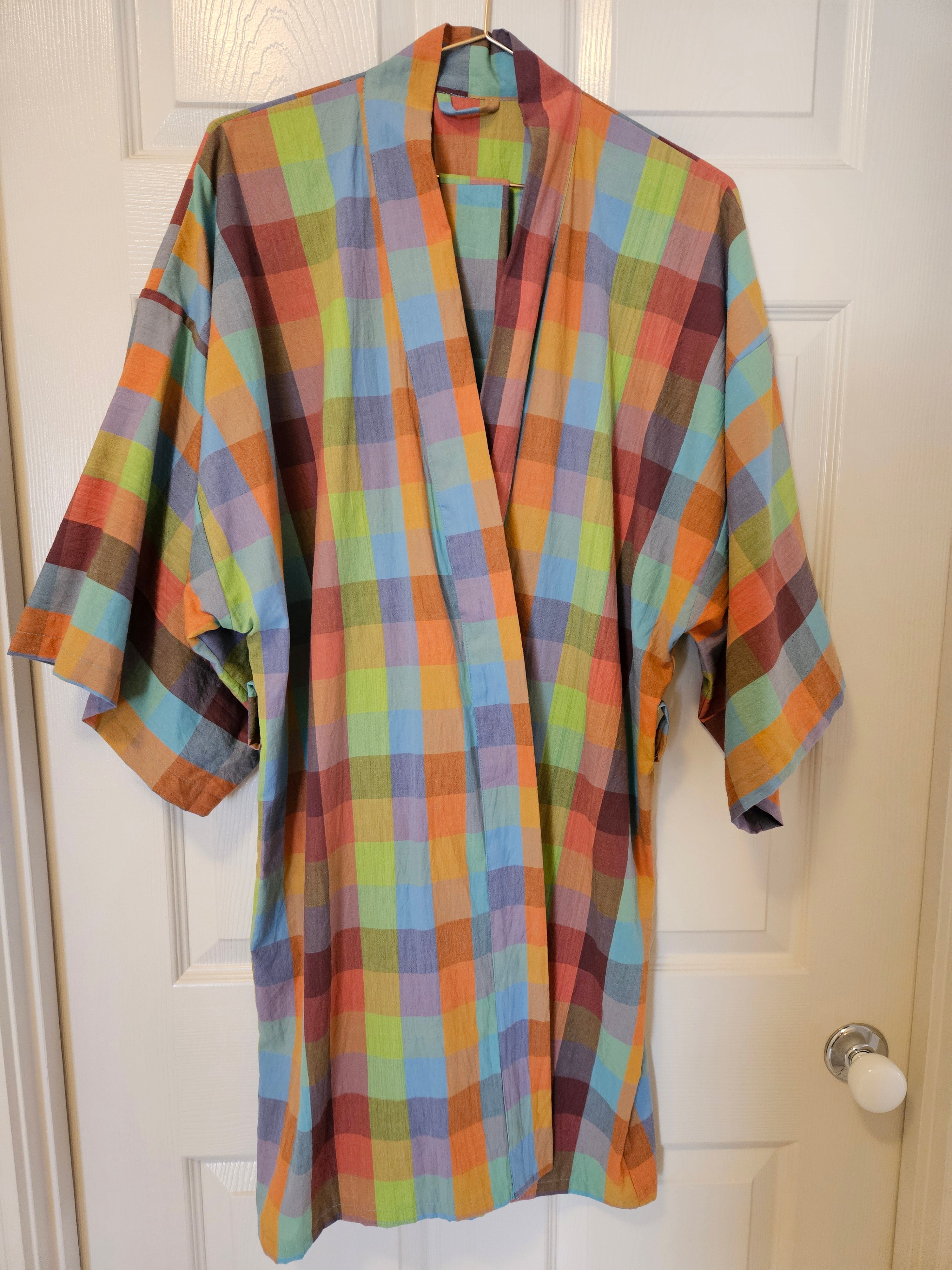 Dressing Gown Lightweight 100% Cotton Colourful check