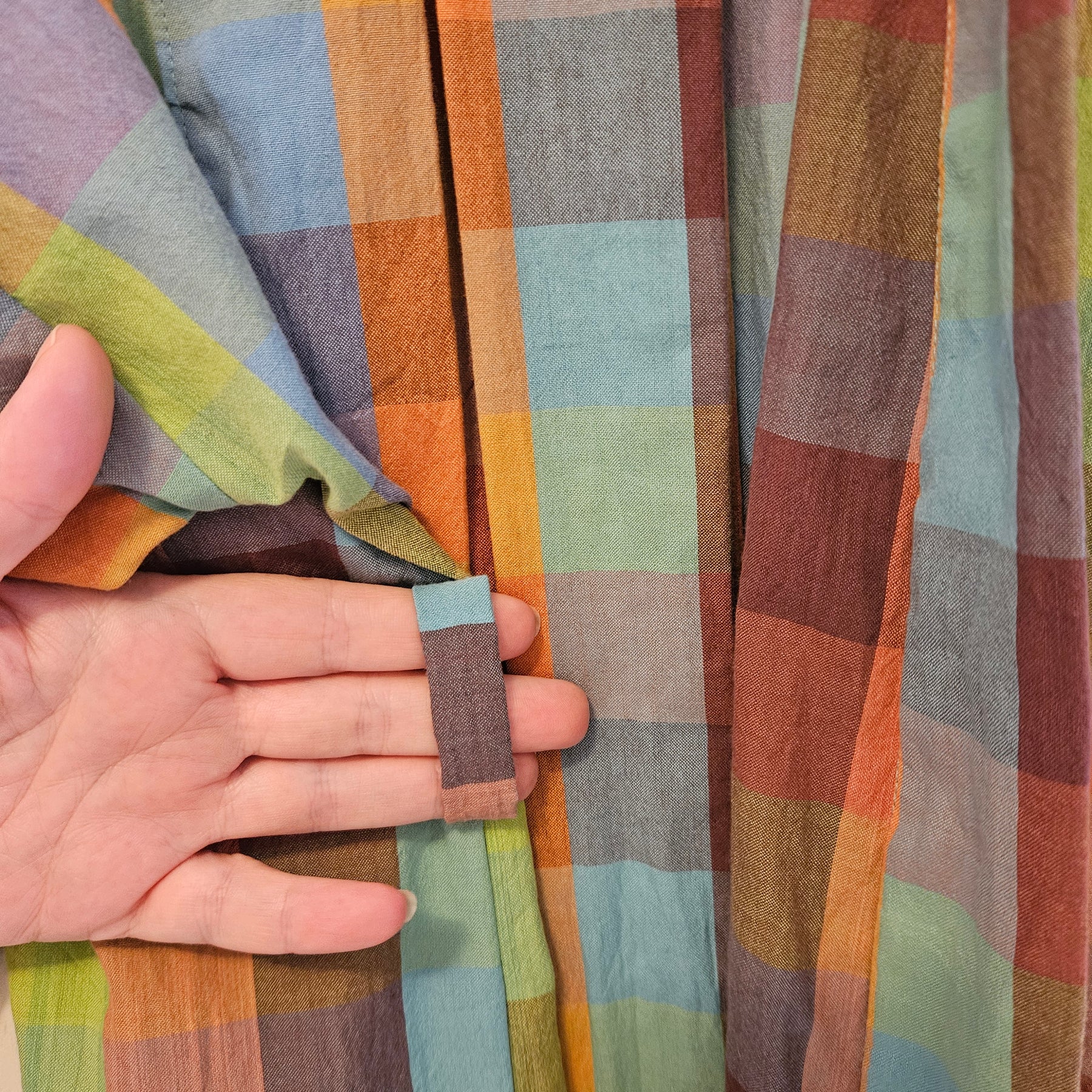 Dressing Gown Lightweight 100% Cotton Colourful check