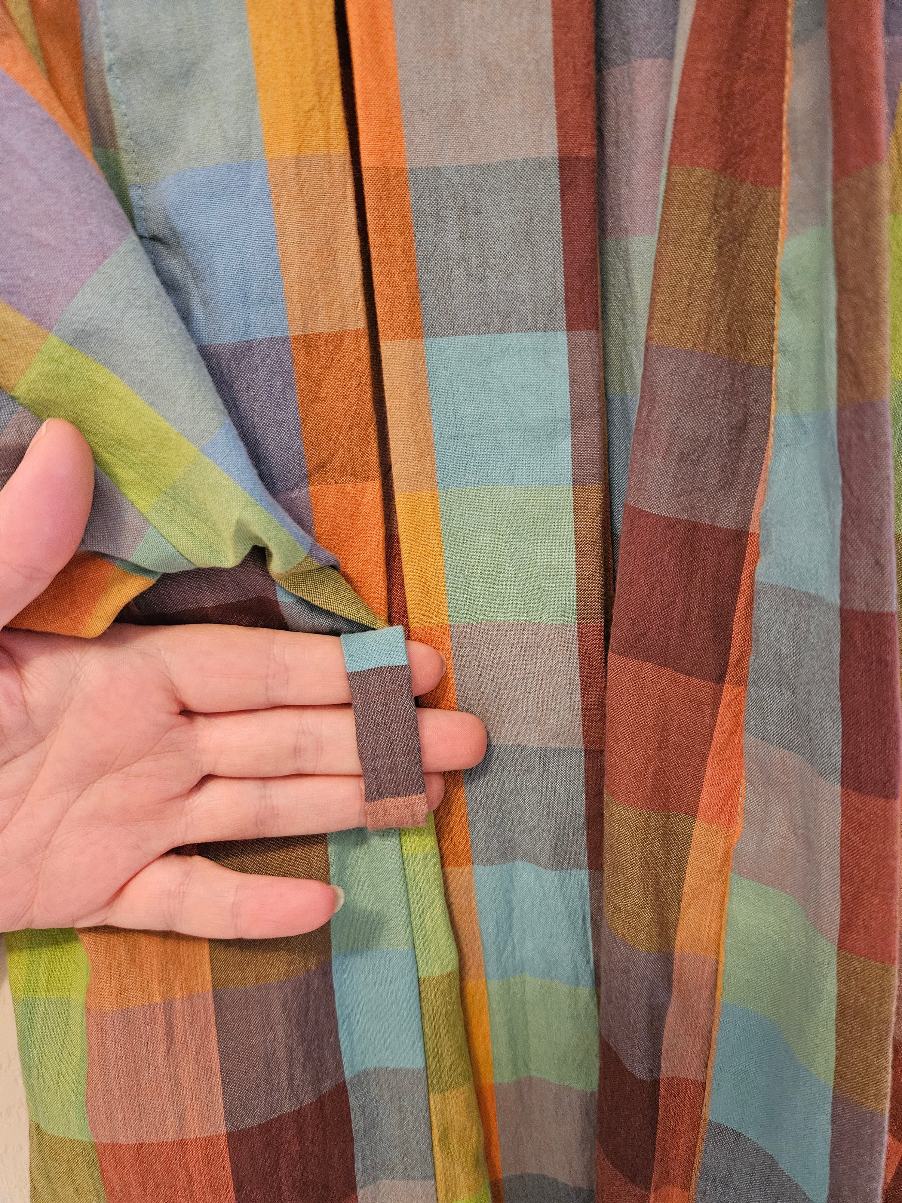 Dressing Gown Lightweight 100% Cotton Colourful check