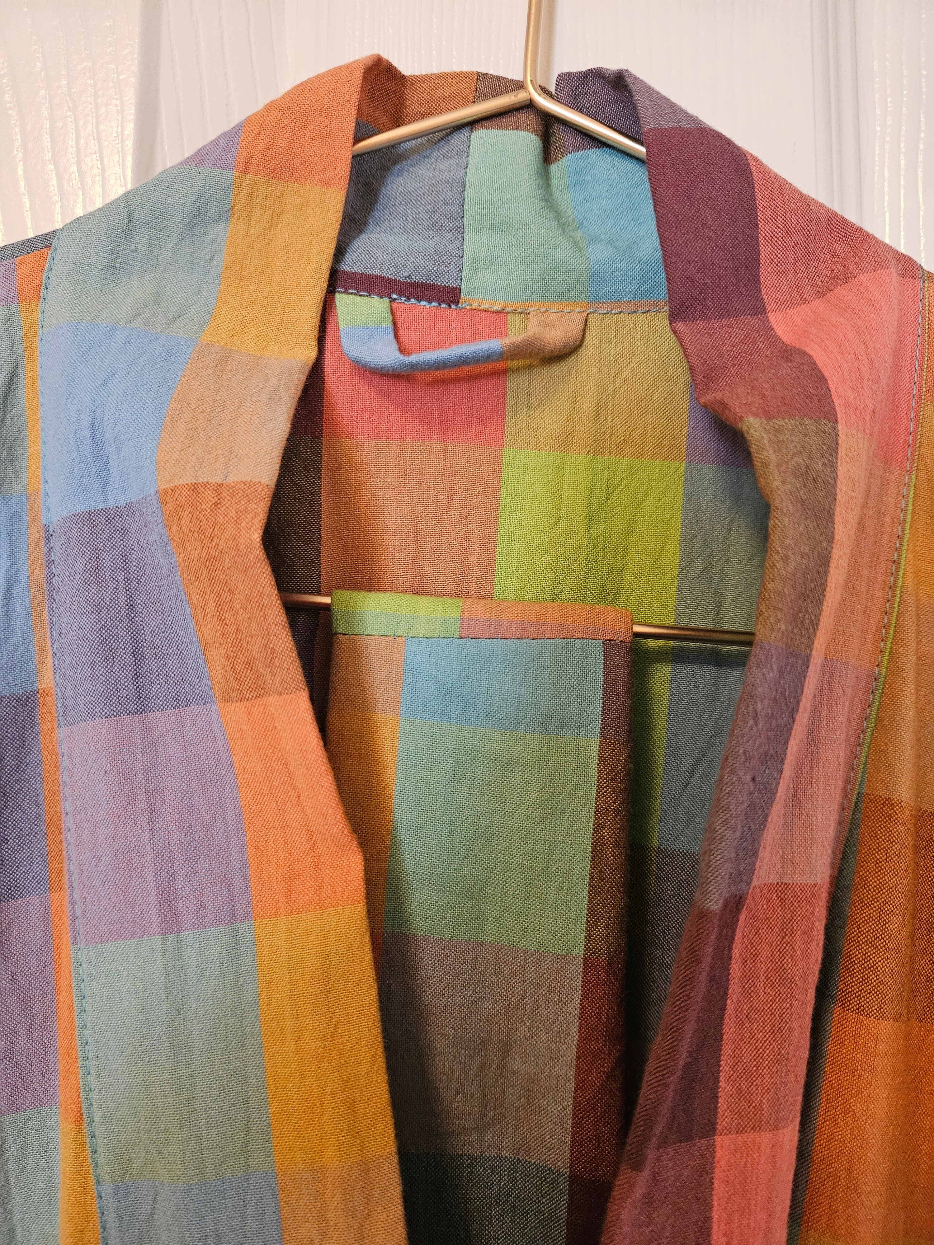 Dressing Gown Lightweight 100% Cotton Colourful check