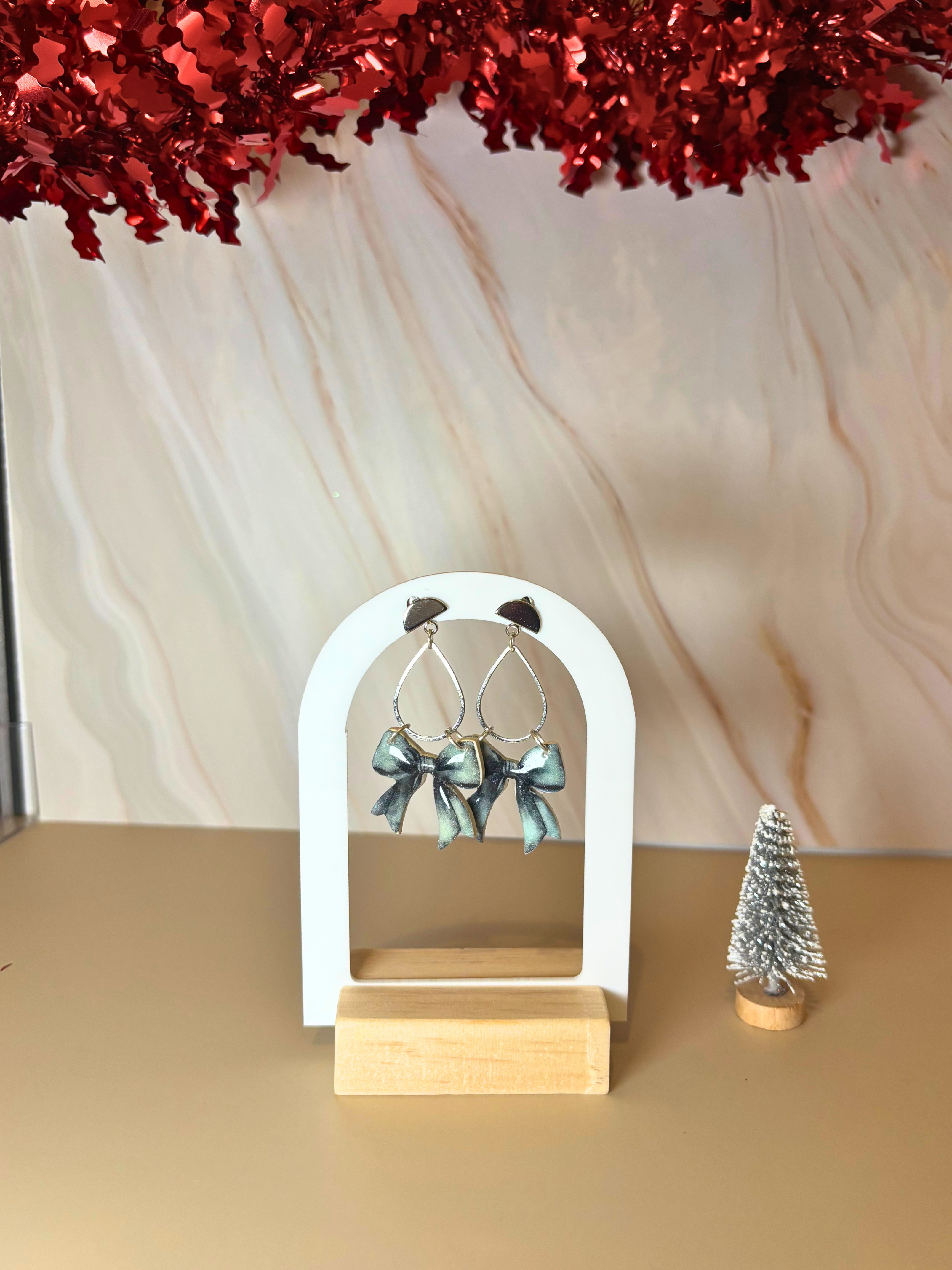 Vintage Christmas Bow Inspired Earrings