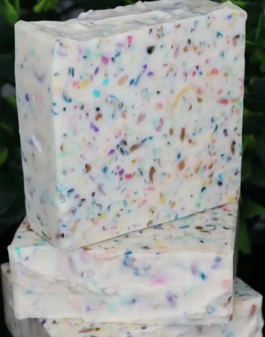 Handmade - 4 x Confetti Cake Goats Milk Soap Bar
