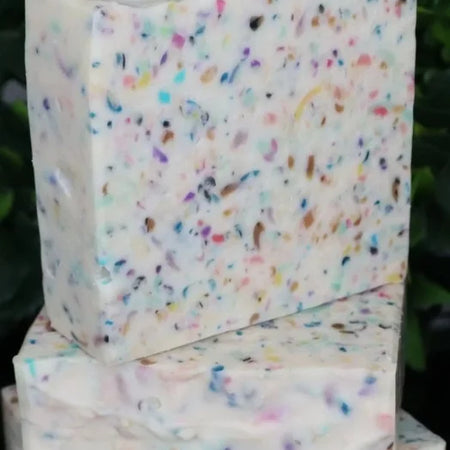 Handmade - 4 x Confetti Cake Goats Milk Soap Bar