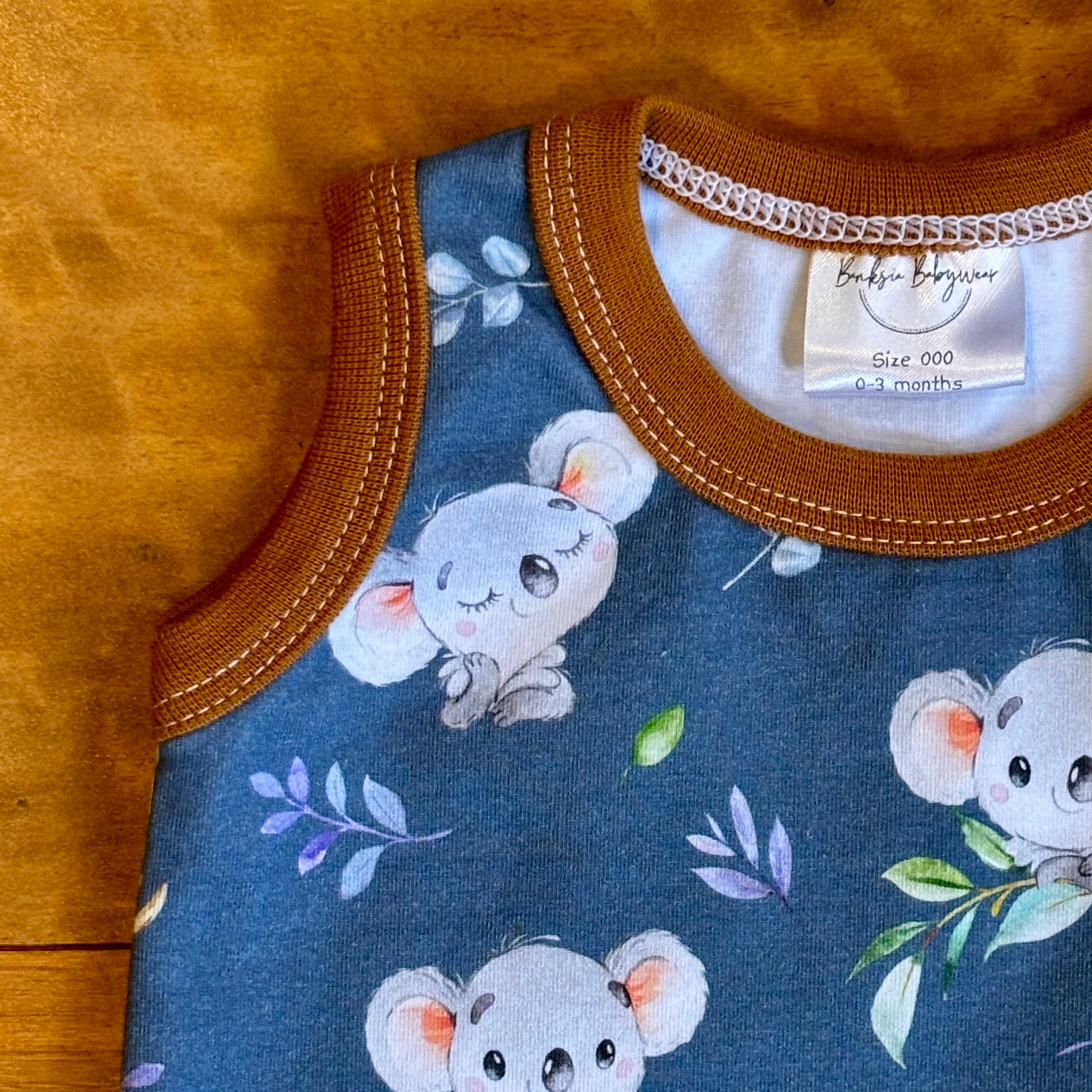 Baby Tank Bodysuit Gift Set | Brown Koalas | Size premmie to 2 | Made to order