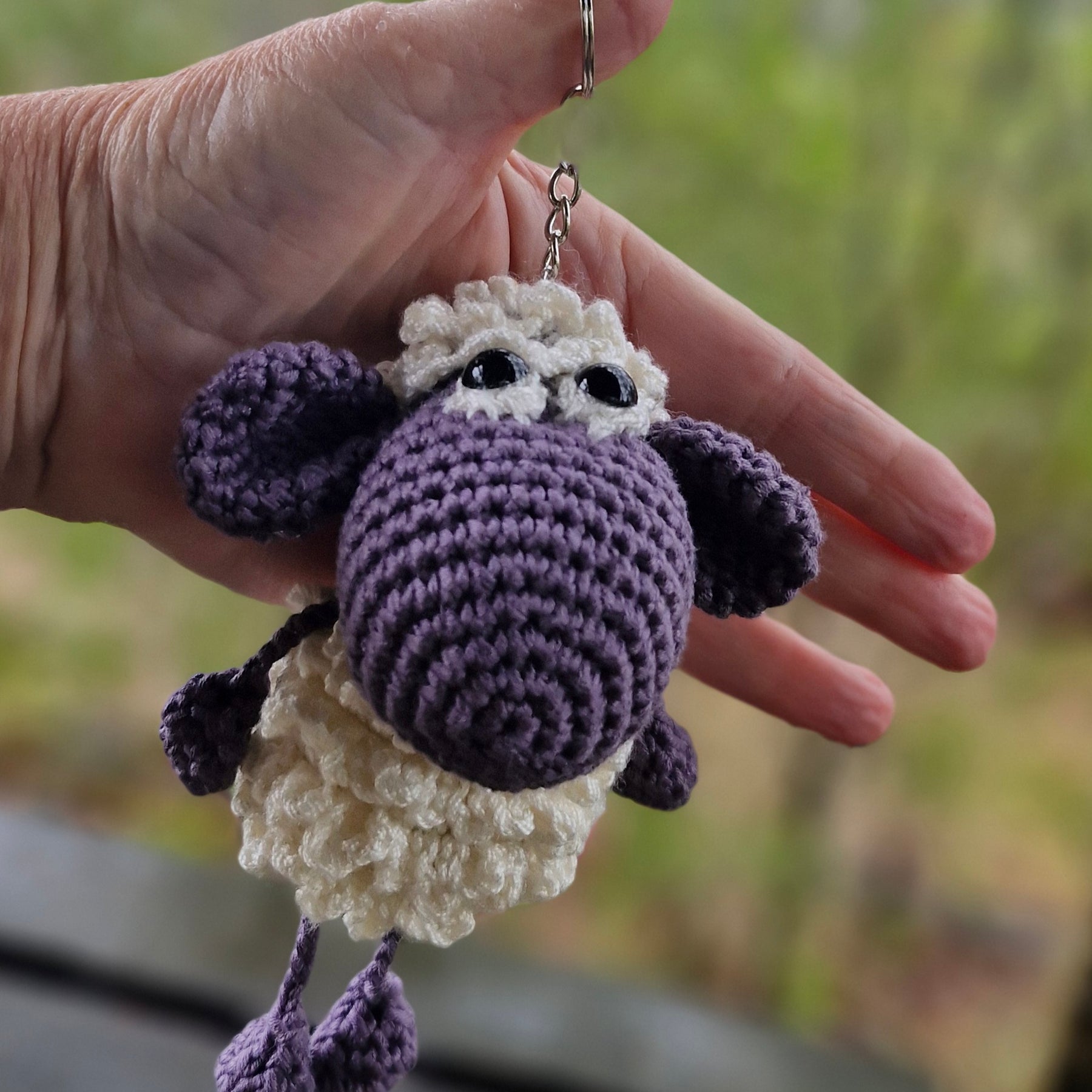 Adorable Grey Hand-Crocheted Sheep Keychain!
