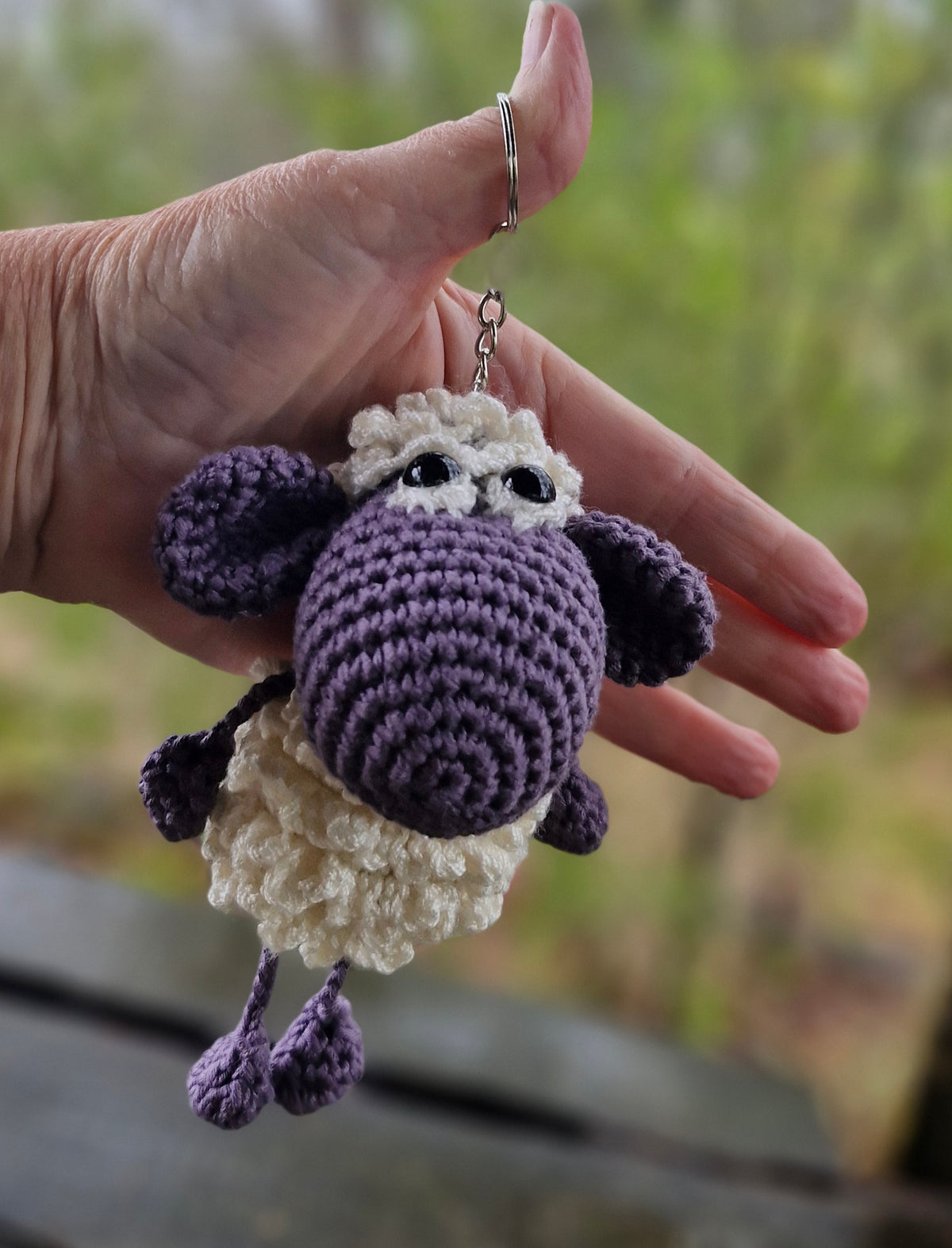 Adorable Grey Hand-Crocheted Sheep Keychain!