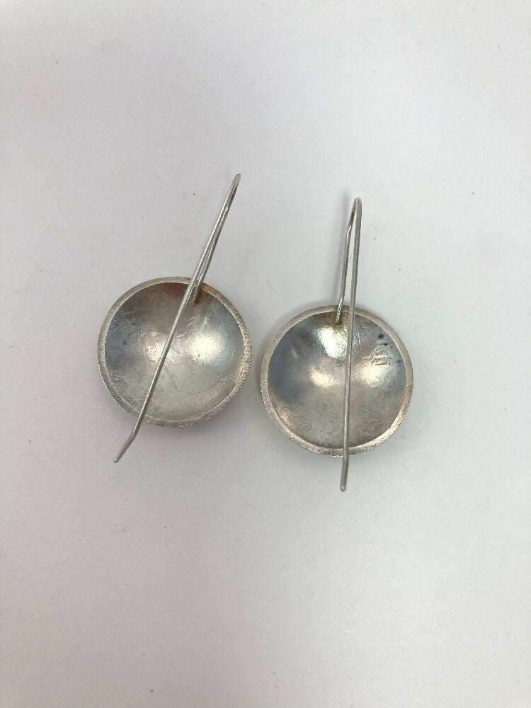 Silver star disc earrings