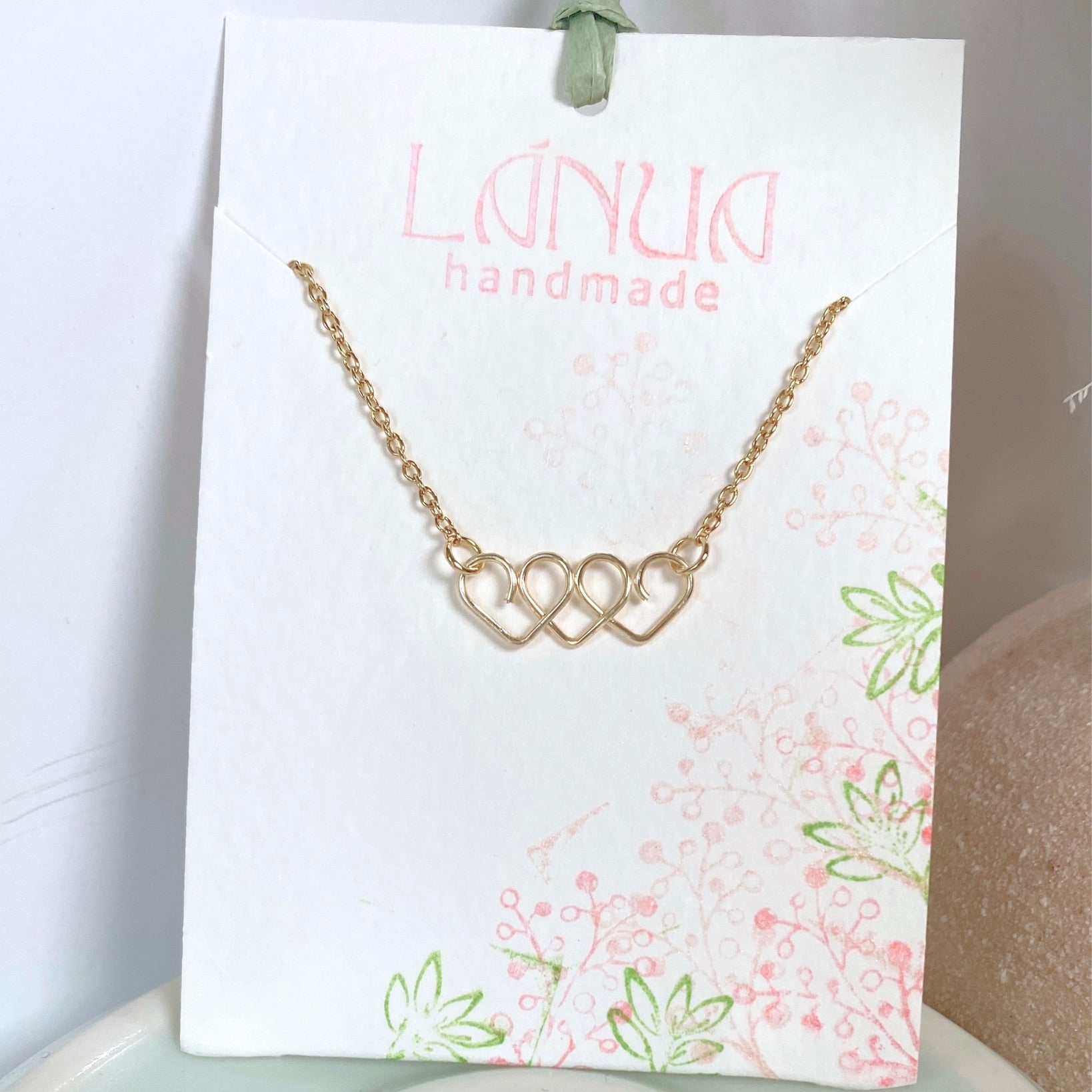 Chain of Hearts gold necklace | gold-plated or 14k gold-filled | Keepsake | Mothers Day or Anniversary gift