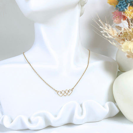 Chain of Hearts gold necklace | gold-plated or 14k gold-filled | Keepsake | Mothers Day or Anniversary gift