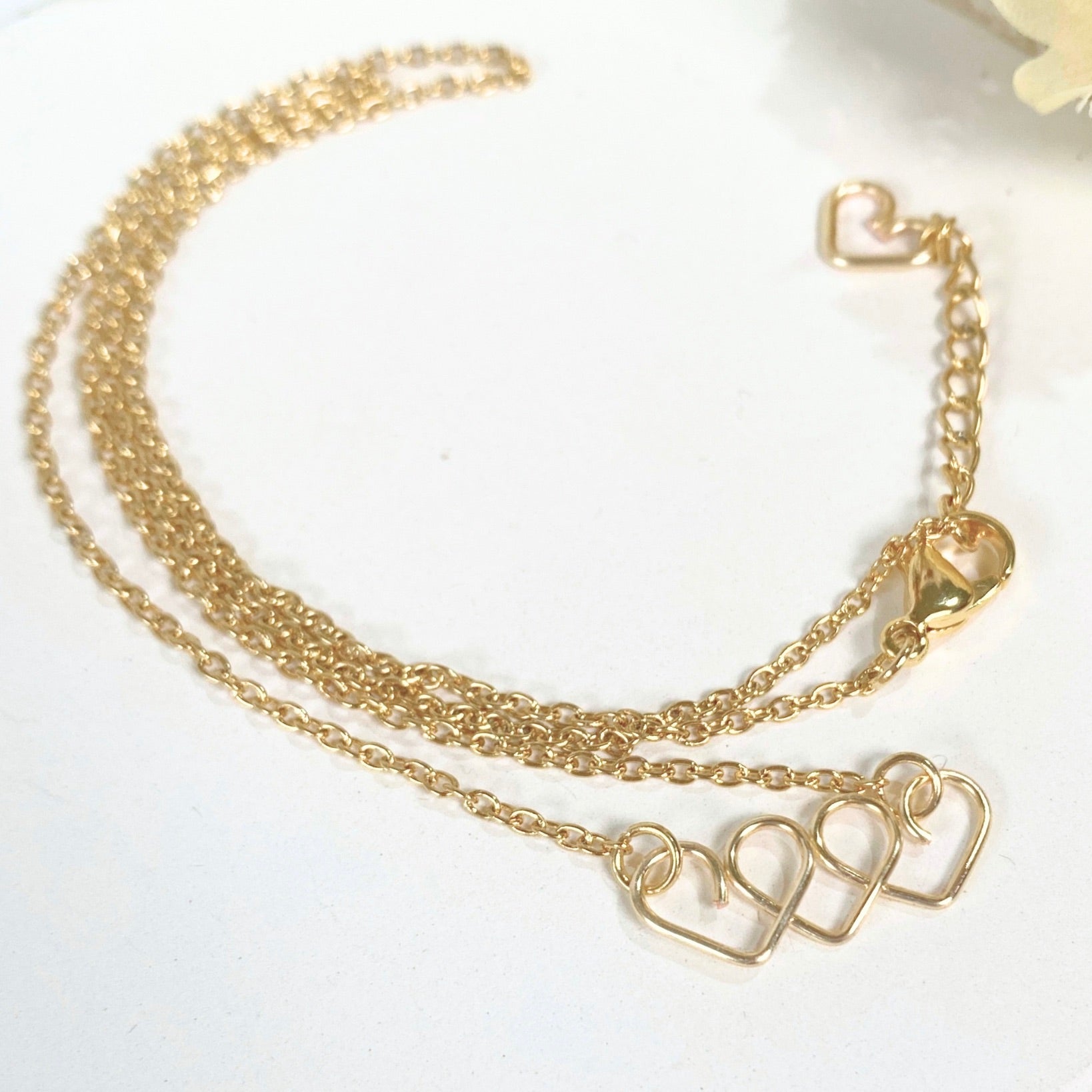 Chain of Hearts gold necklace | gold-plated or 14k gold-filled | Keepsake | Mothers Day or Anniversary gift