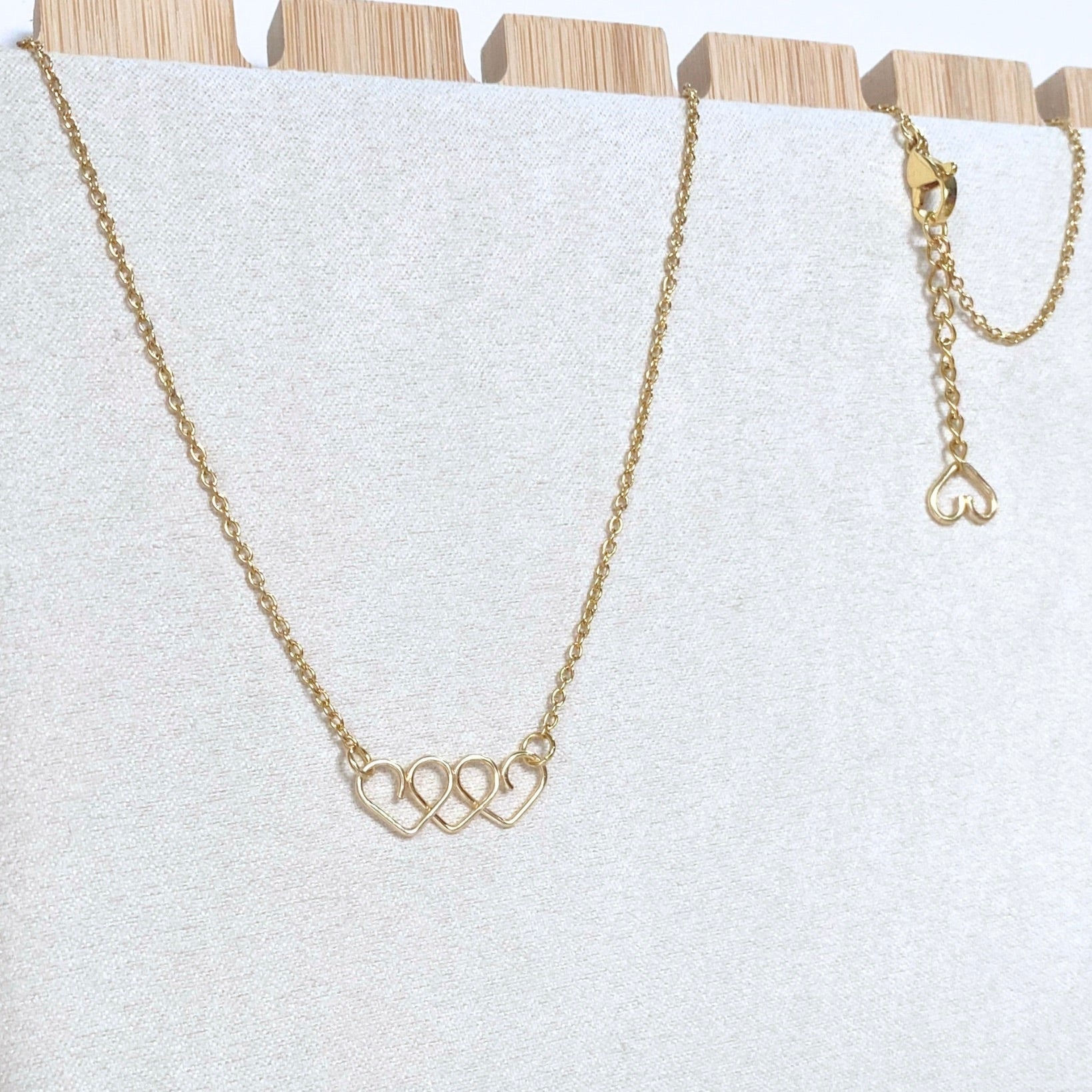 Chain of Hearts gold necklace | gold-plated or 14k gold-filled | Keepsake | Mothers Day or Anniversary gift