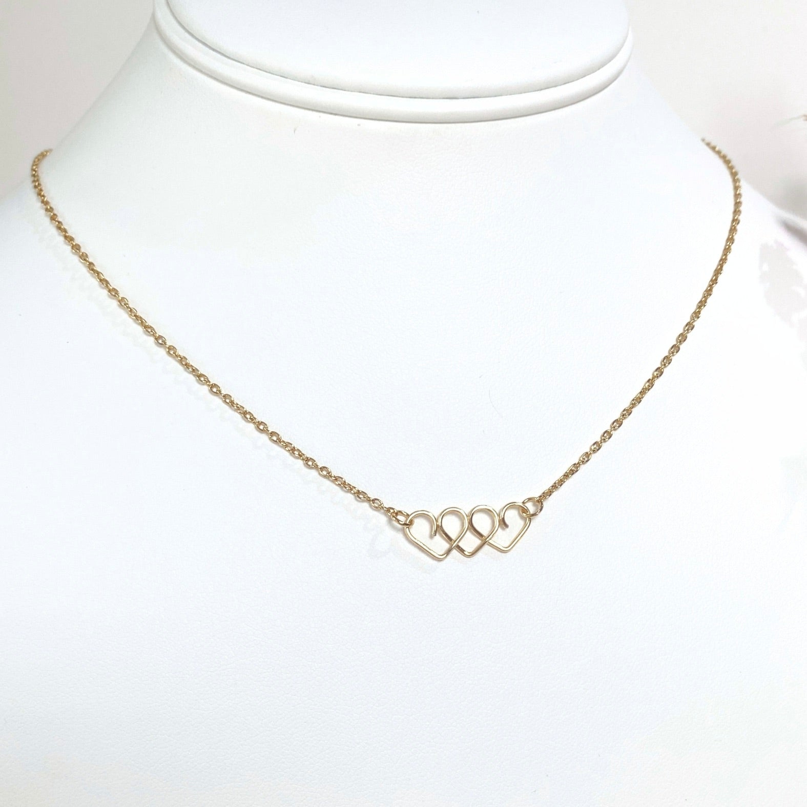 Chain of Hearts gold necklace | gold-plated or 14k gold-filled | Keepsake | Mothers Day or Anniversary gift
