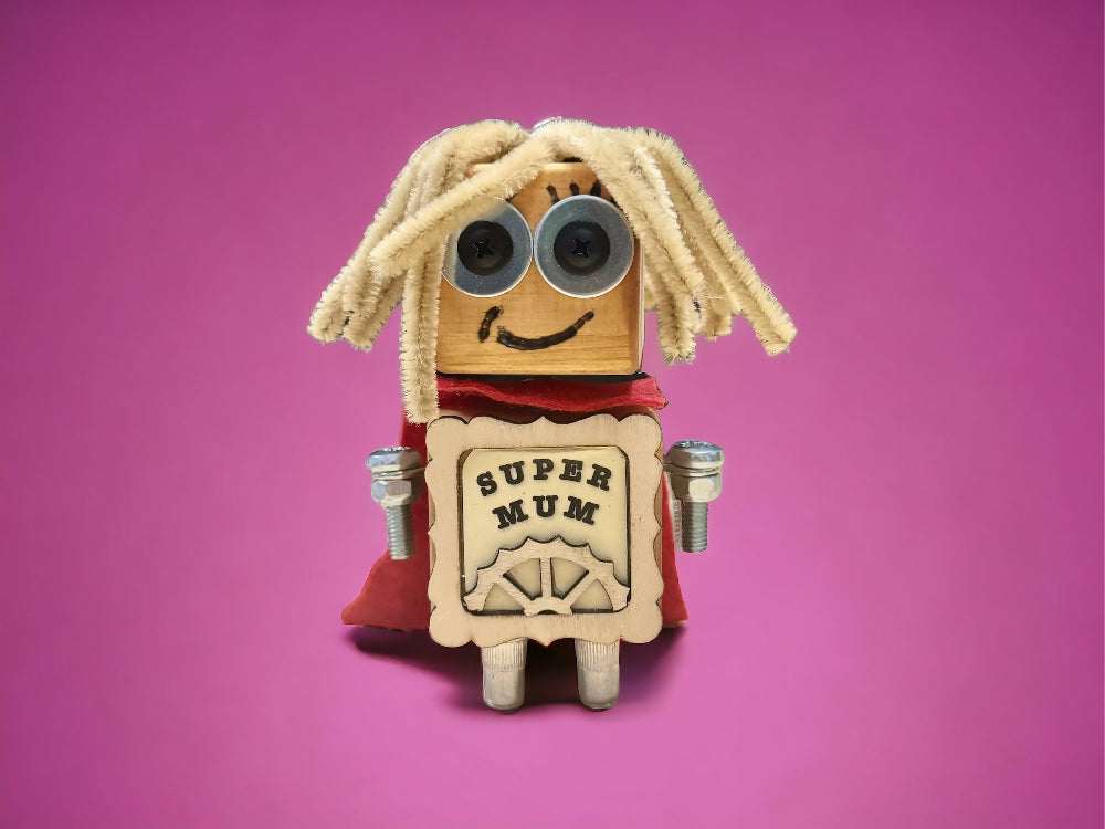 SuperMum - Wooden Steampunk Superhero Robot