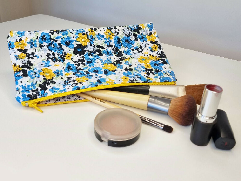 Cosmetic, Make-up Pouch, Pencil Case - Lined Zippered Upcycled - FREE SHIPPING!